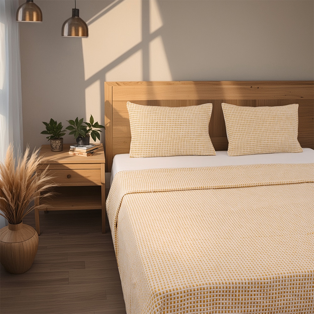 Girnar 1 Double Bedcover with Yellow colour