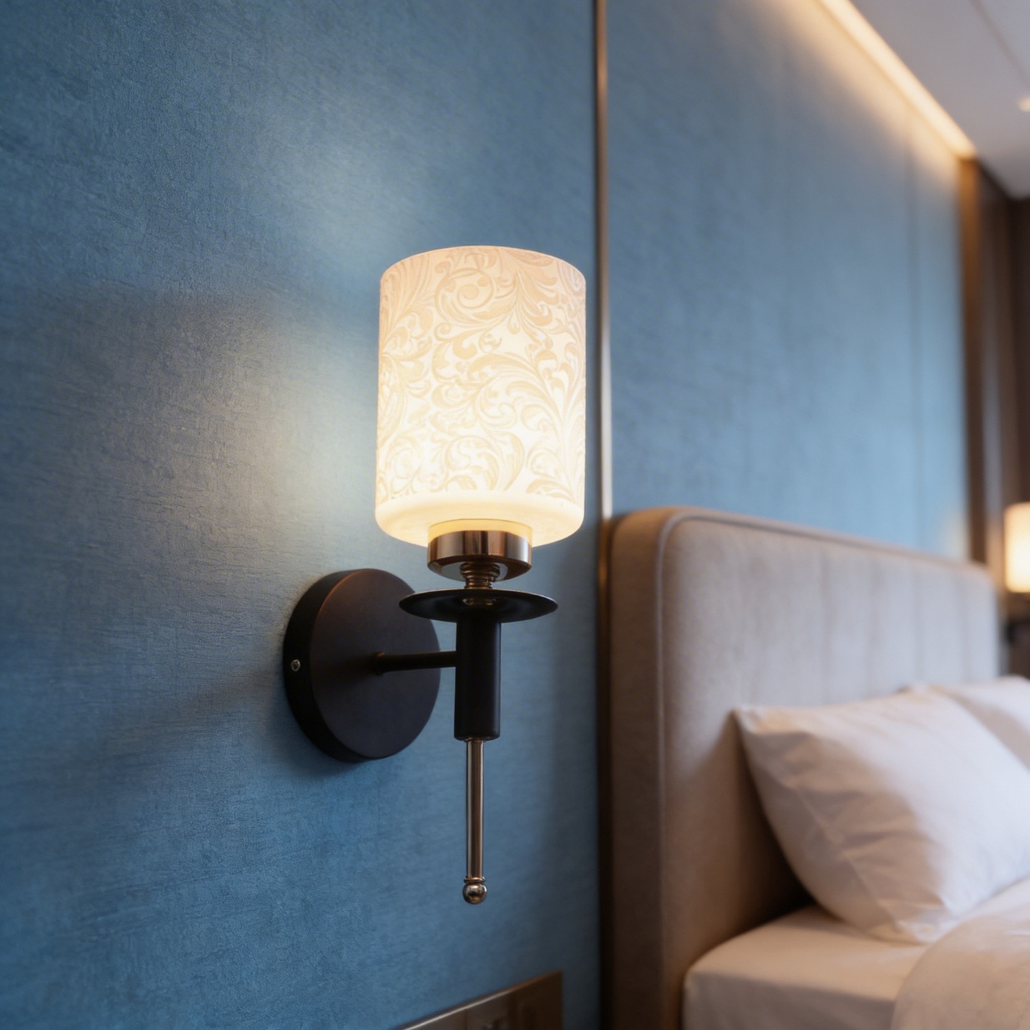 Eliante Wall Lights Mild Steel, Glass & Glass Material Brown,Gold & White Finish