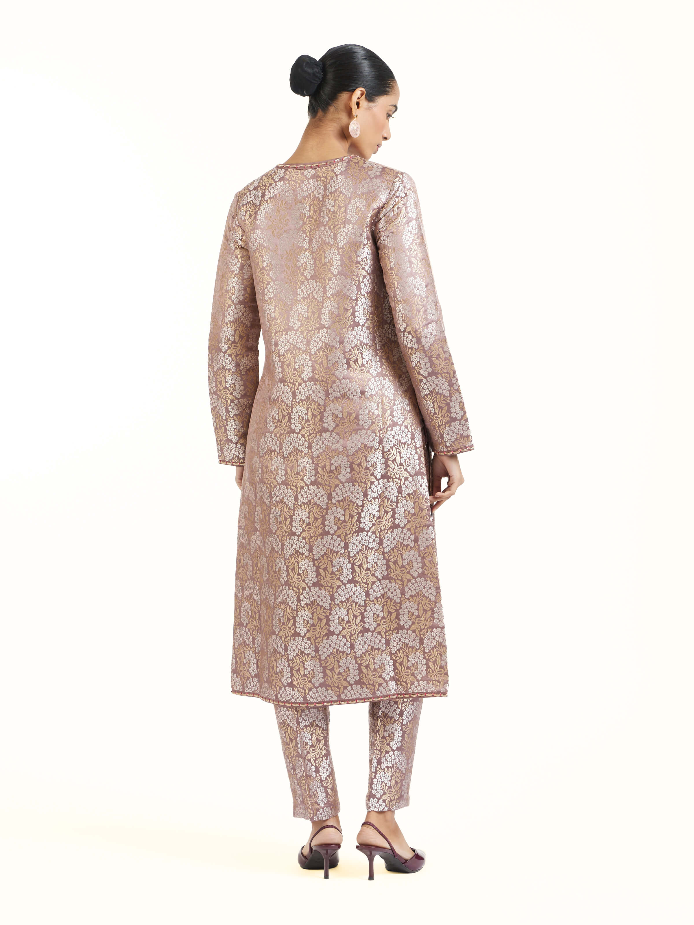 Brown Silk Banarasi Kurta Set