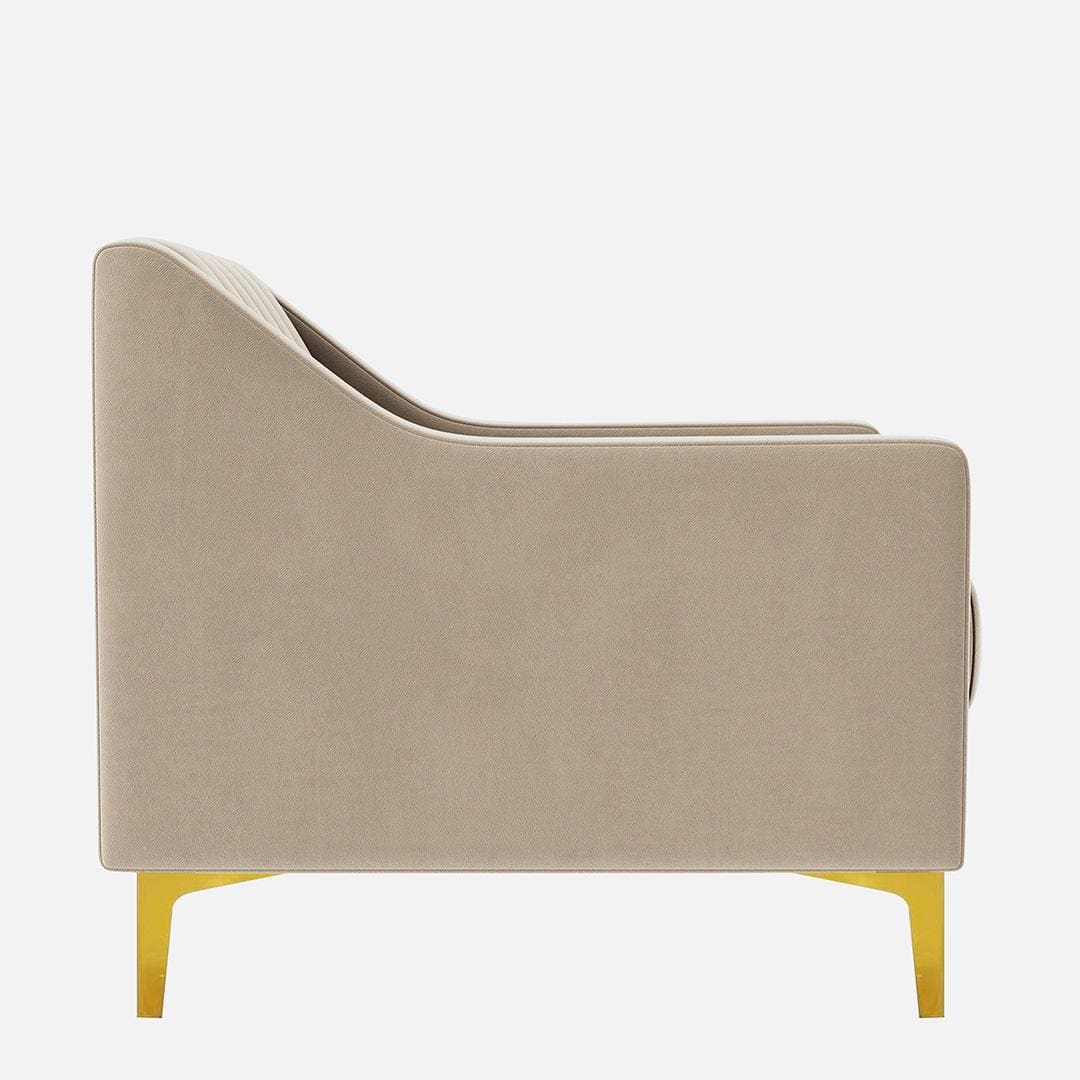 Fame Velvet 1 Seater Sofa in Cream Colour