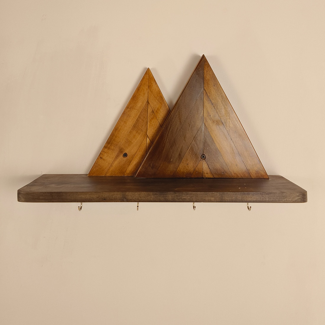 Solitaire Wooden Wall Shelf Organiser With Key Holders