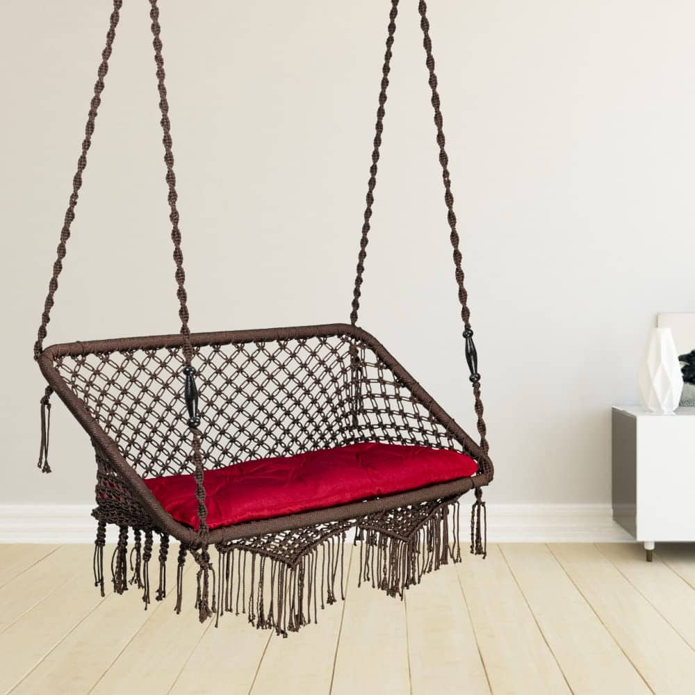 Swingzy Premium Large Double Seater Swing Chair with Cushion Brown