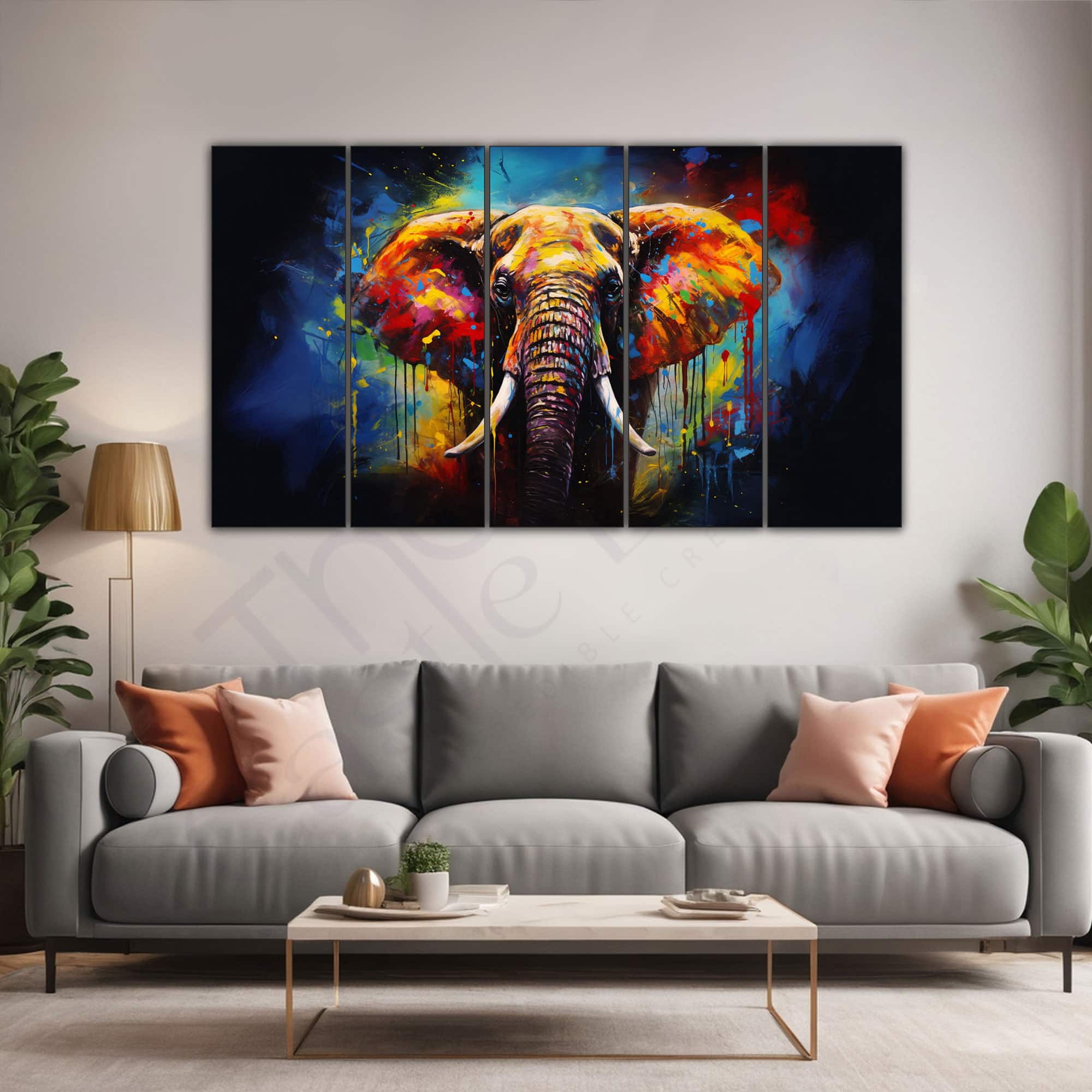 The Castle Decor Elephant Wall Painting Wooden Framed 27x48 Inch - The Castle Decor