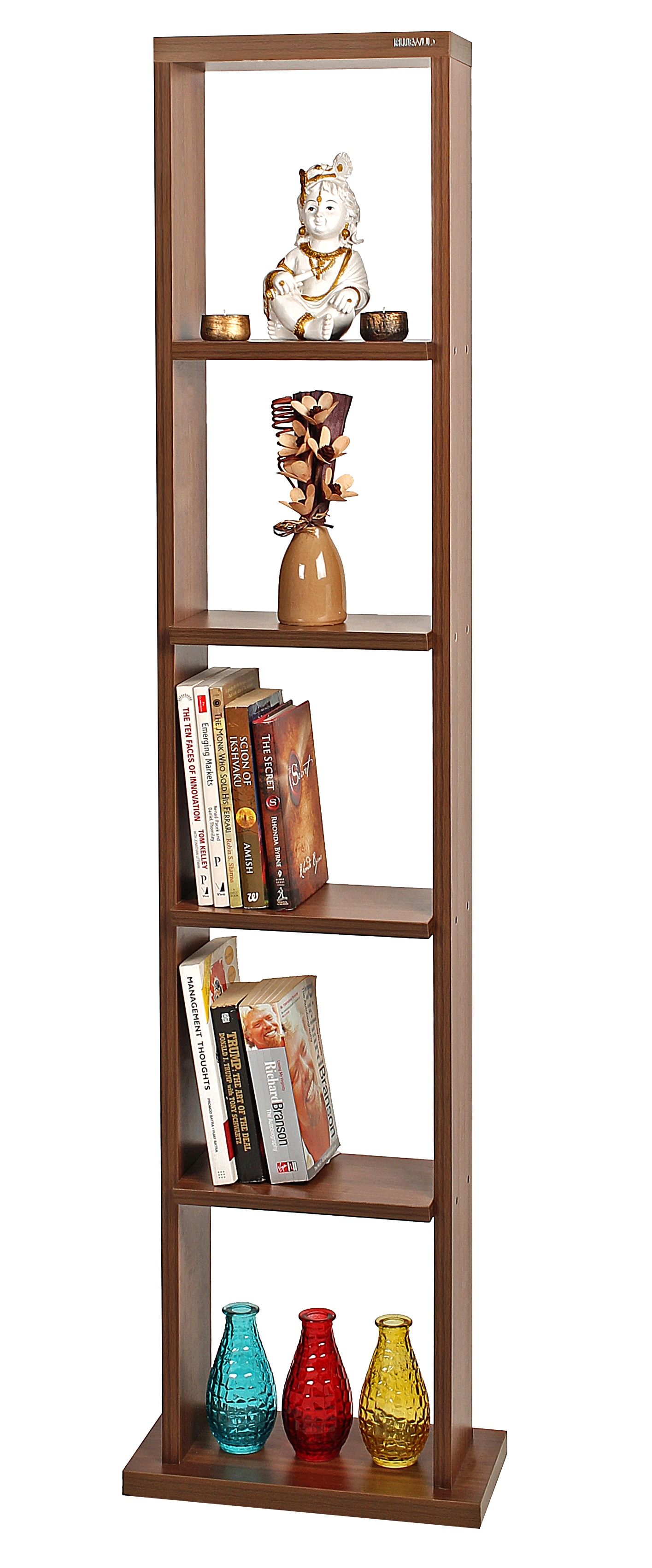 BLUEWUD Walten Engineered Wood Bookshelf Cabinet Book Rack Organizer with Shelves for D�cor Display Floor Standing for Home Library Furniture (Walnut)