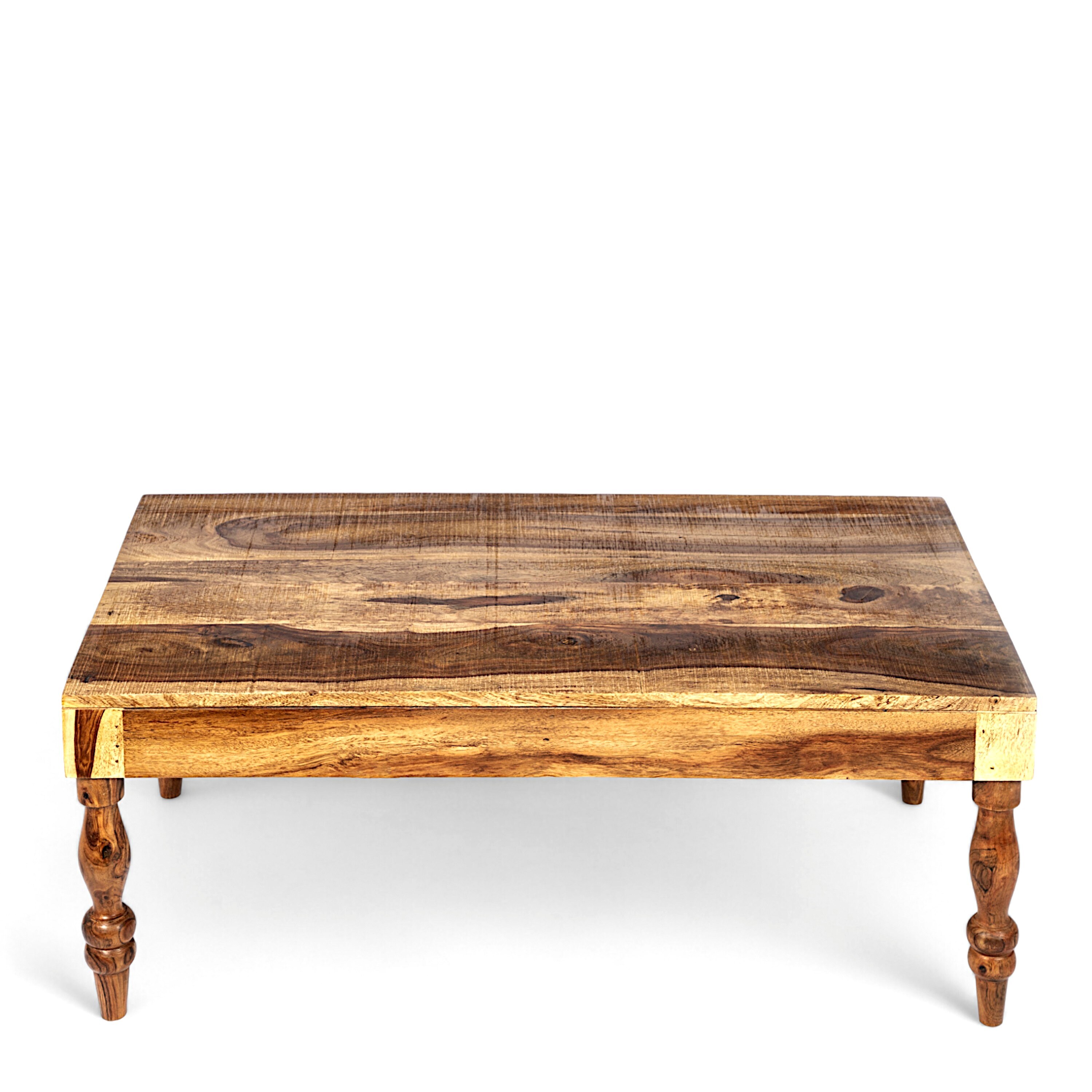 Hudson Sheesham Wood Coffee Table In Natural Rustic Wood Finish