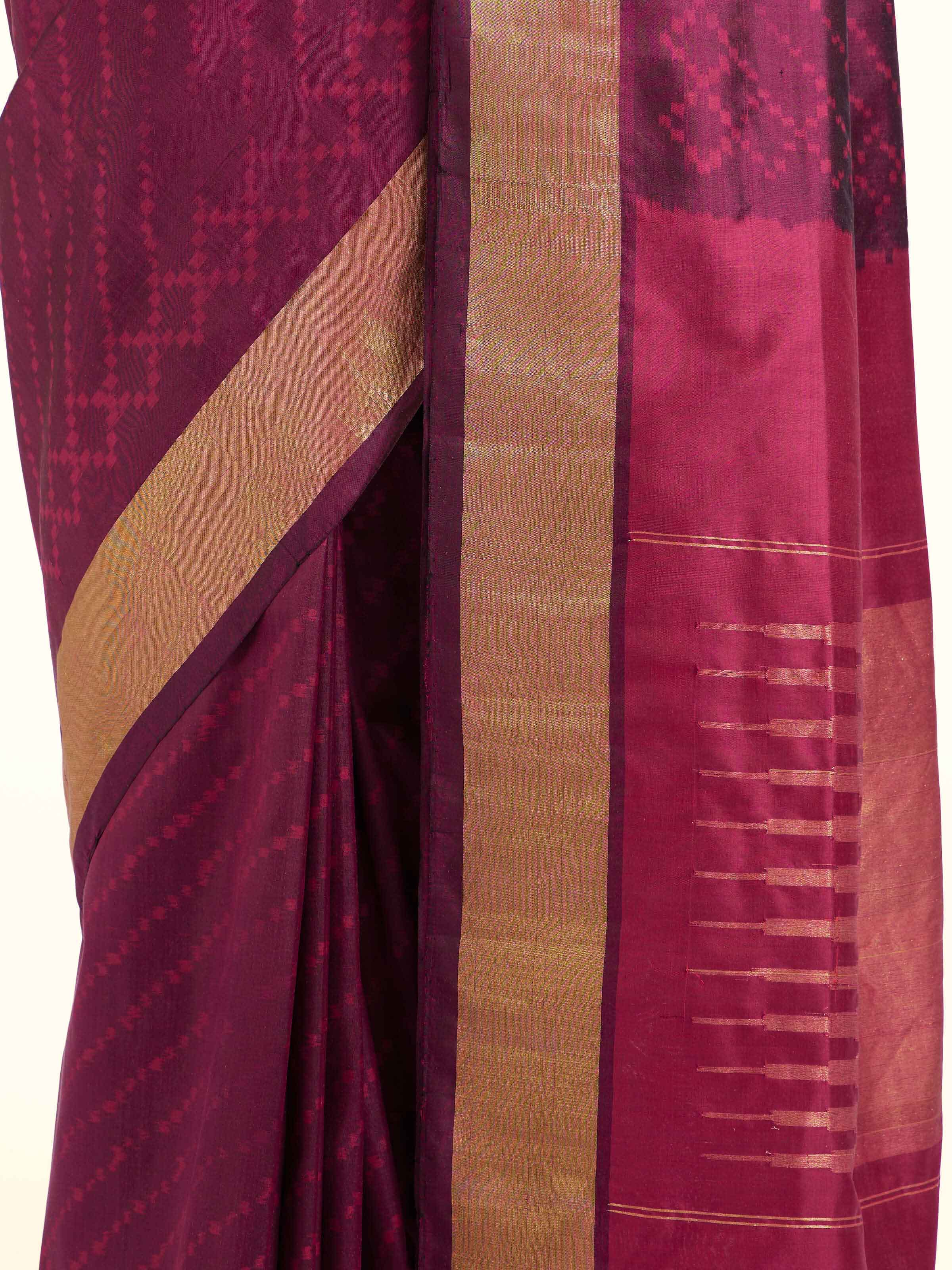 Purple Mulberry Silk Ikat Saree