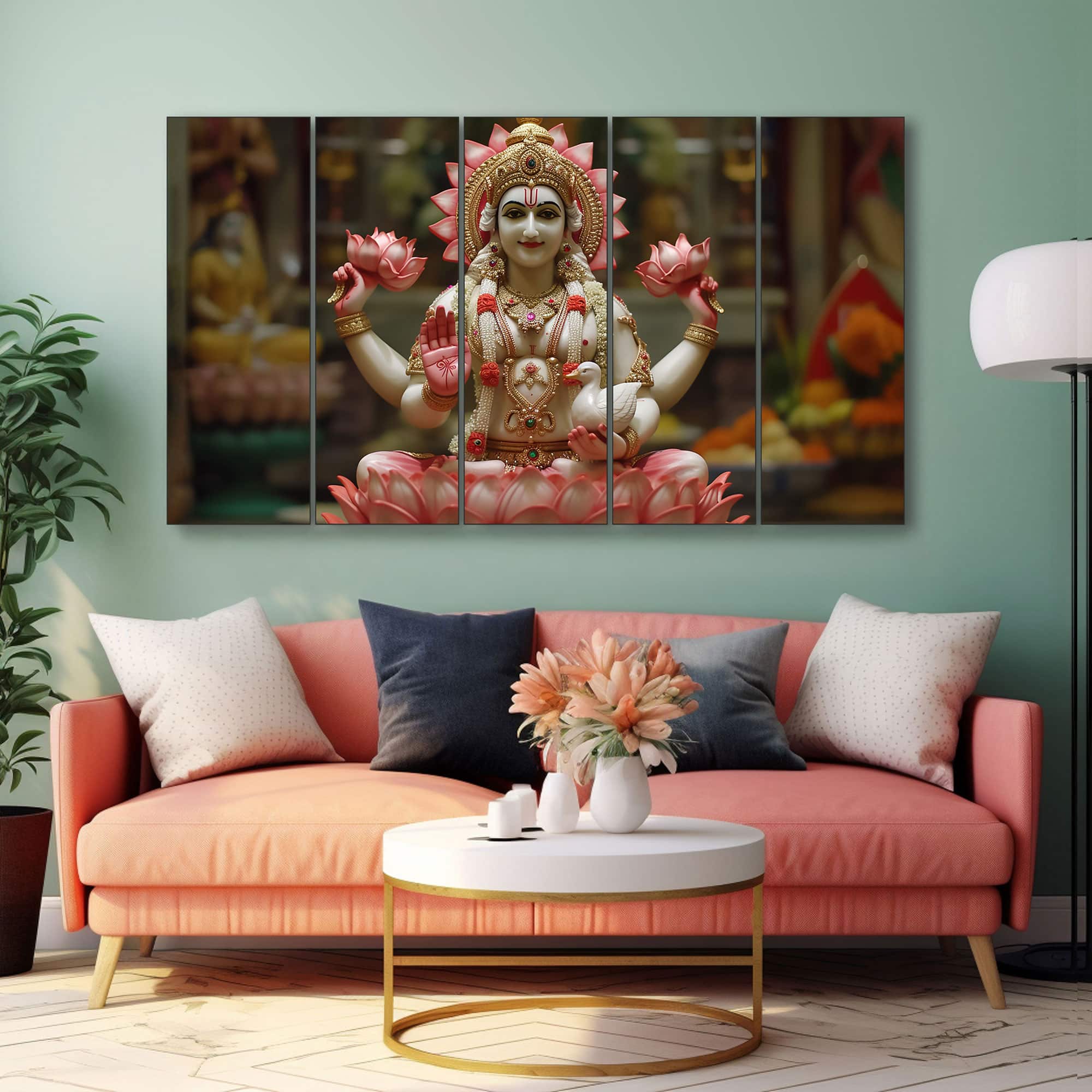 The Castle Decor Brahma Ji Wall Painting Wooden Framed 27x48 Inch (Style 2) - The Castle Decor