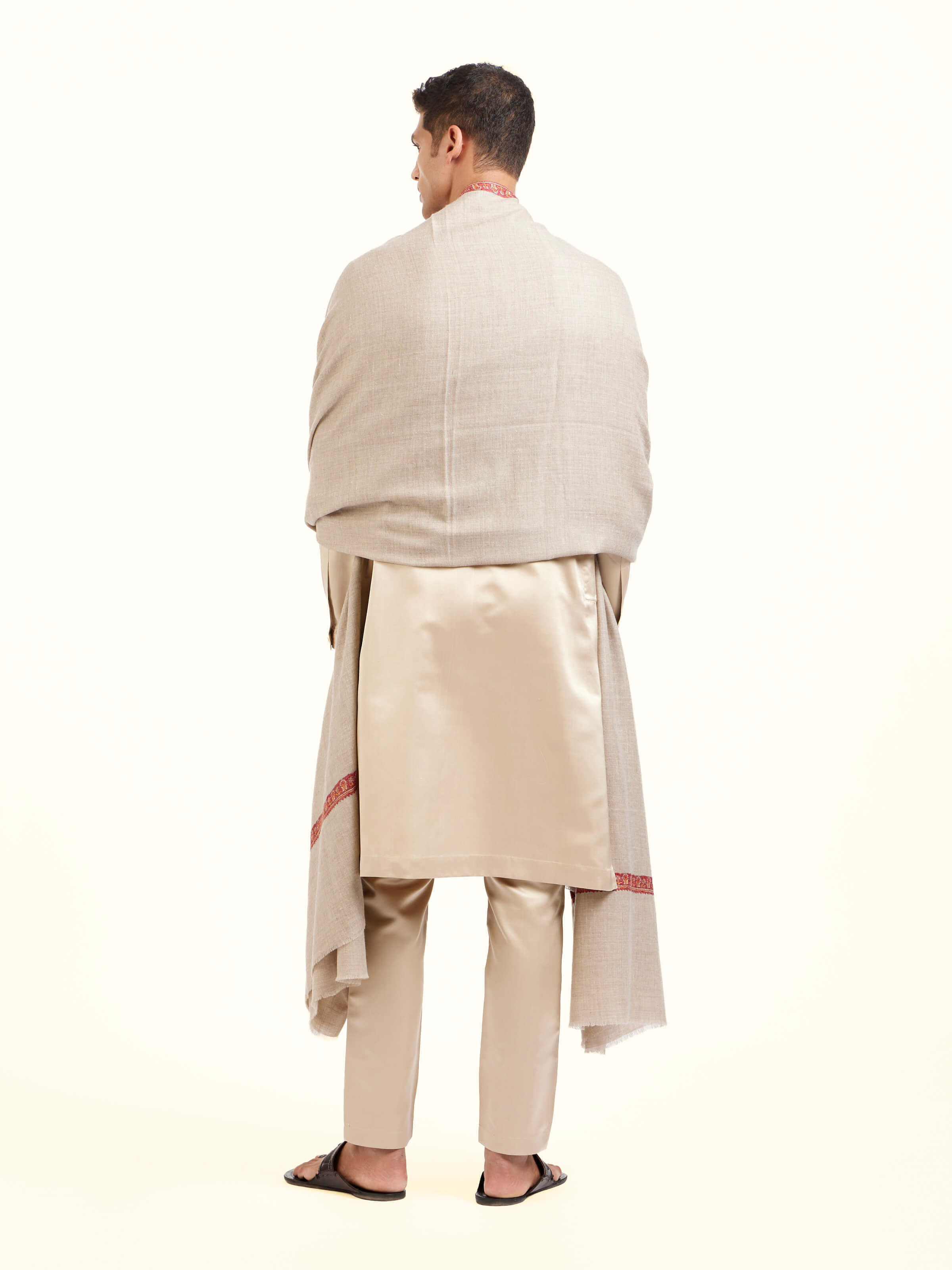 Natural Sozni Hand Embroidered Shawl