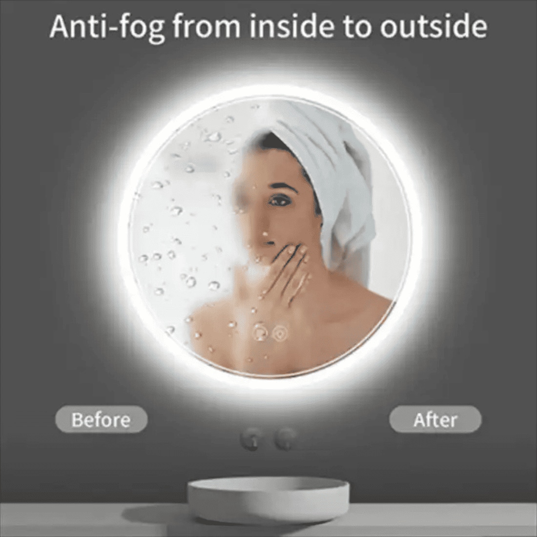 Round LED  Mirror with Lights Dimmable Vanity Mirror