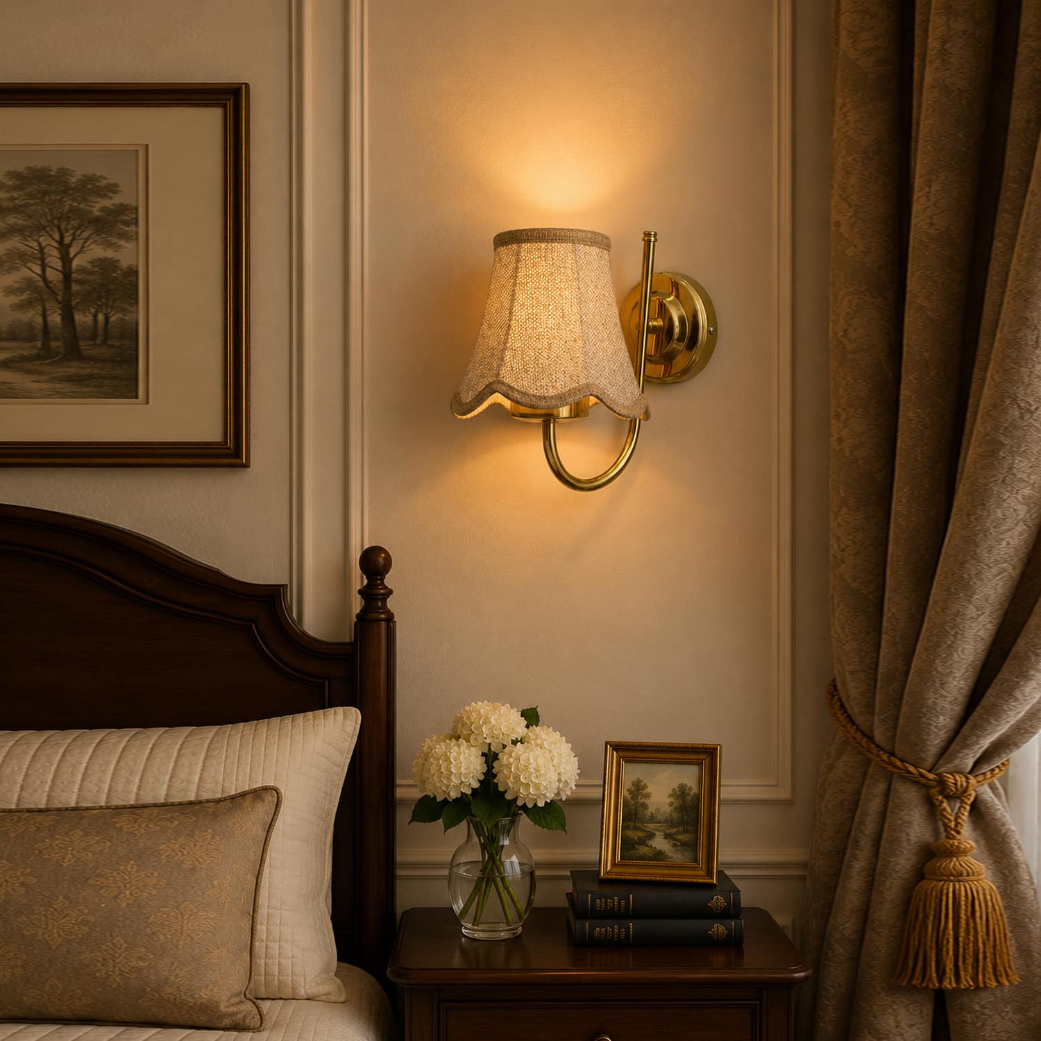 Devansh Metal Electric Wall Light in Gold Colour with Yellow Shade Count of 2 Lights