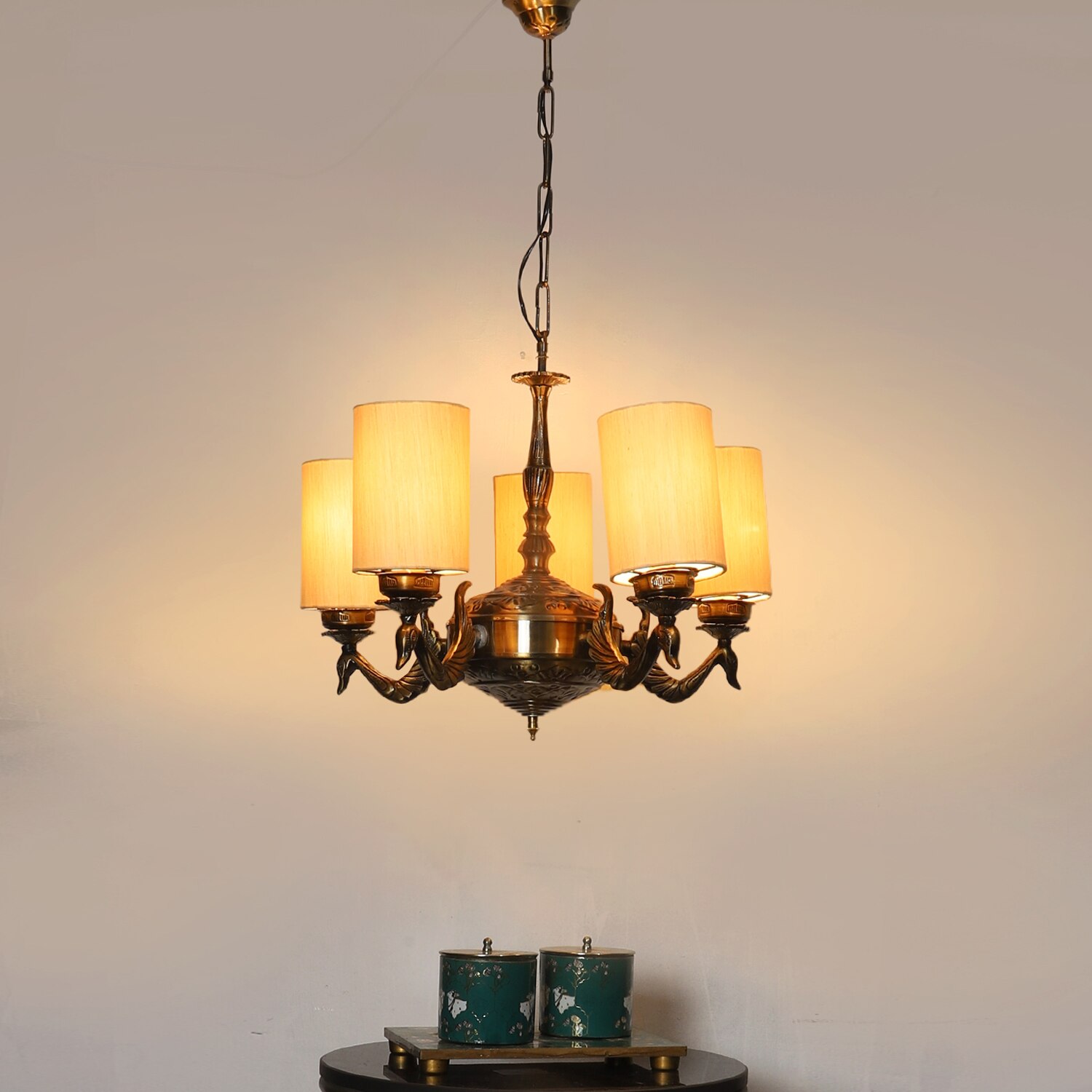 Devansh Dual Gold  Antique Wall Mounted Lamp With Black  Cotton Shade