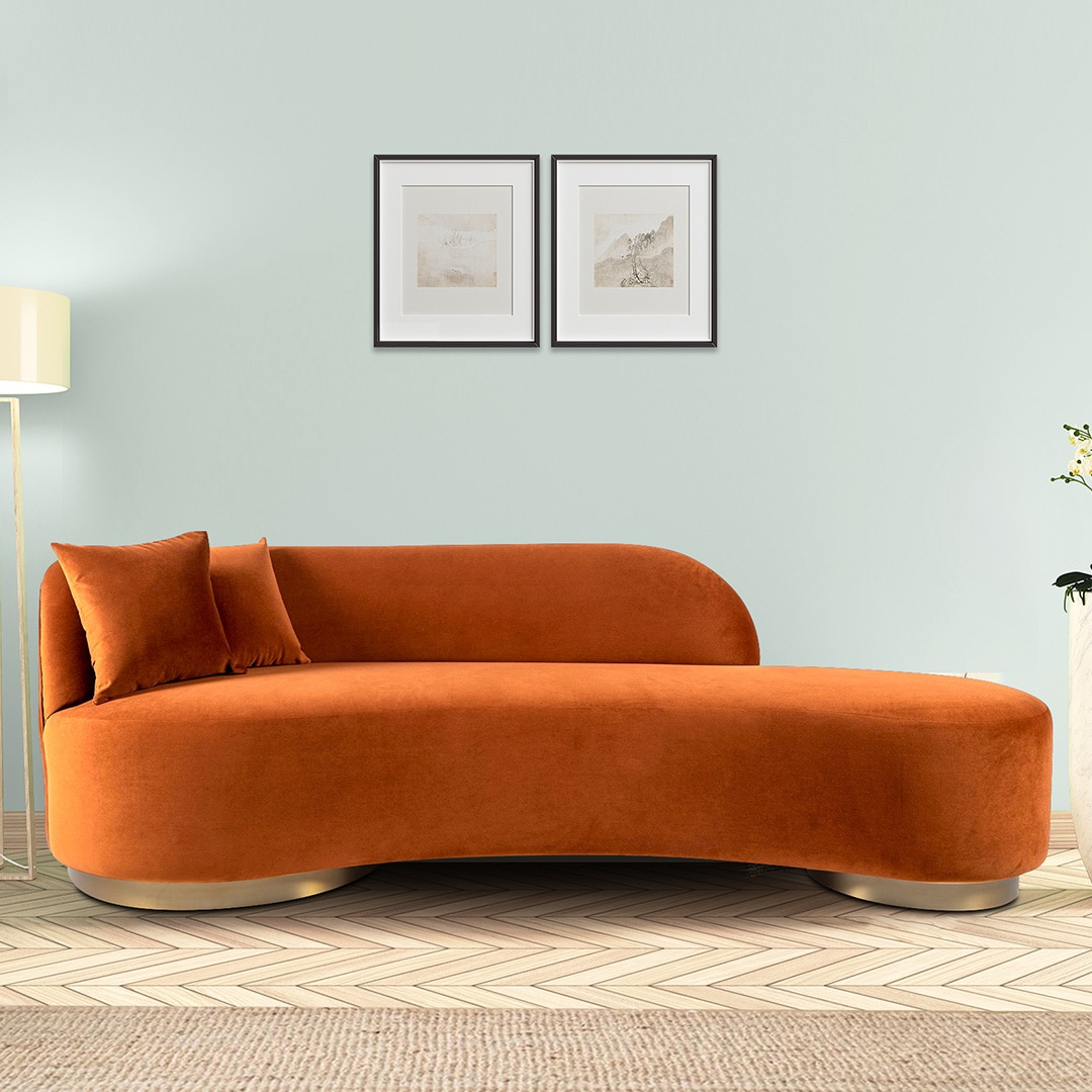 Maddox Velvet 3 Seater Sofa in Orange Colour
