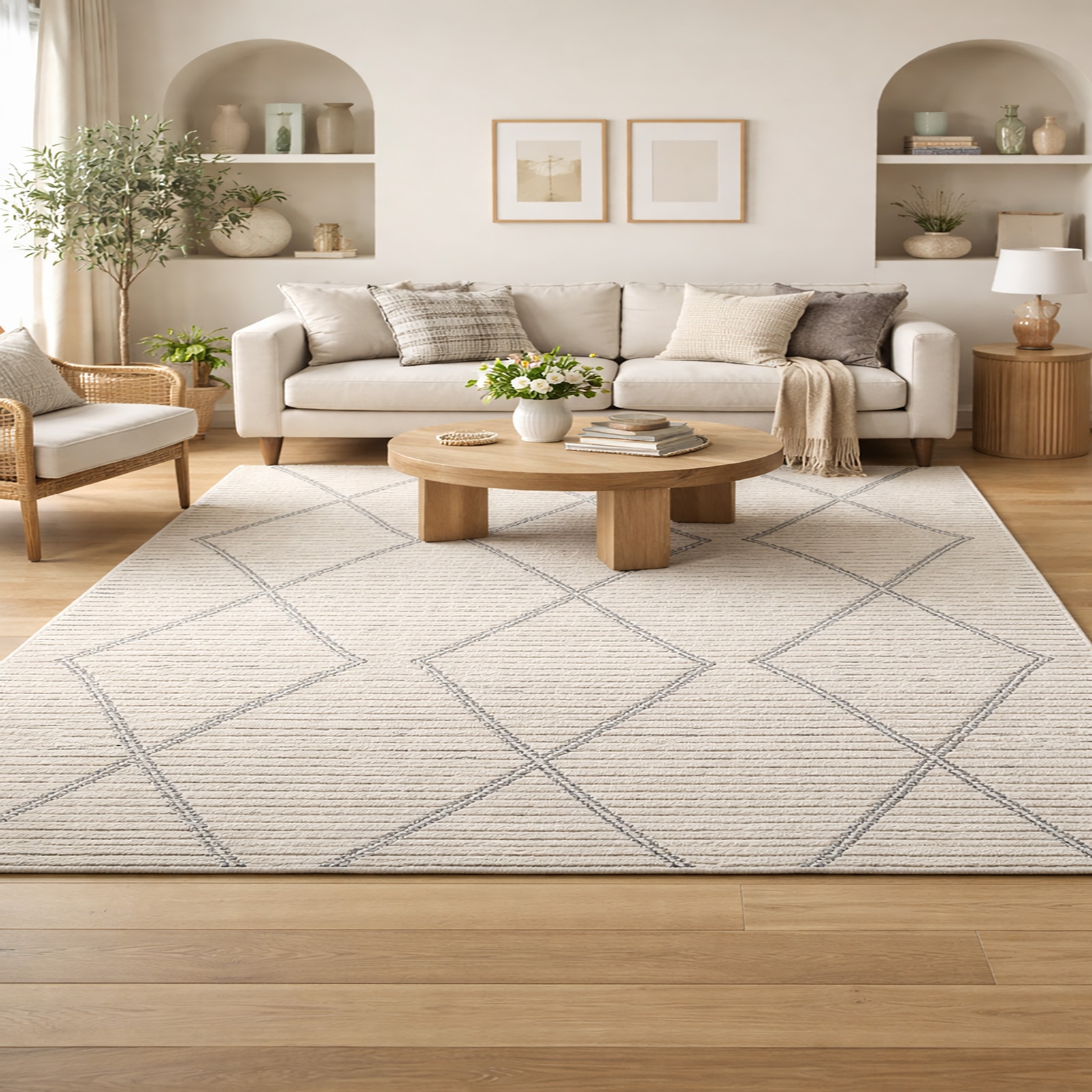 HILO Wool Rectangle Carpets Hand Tufted in Ivory Colour - The Woven Legacy