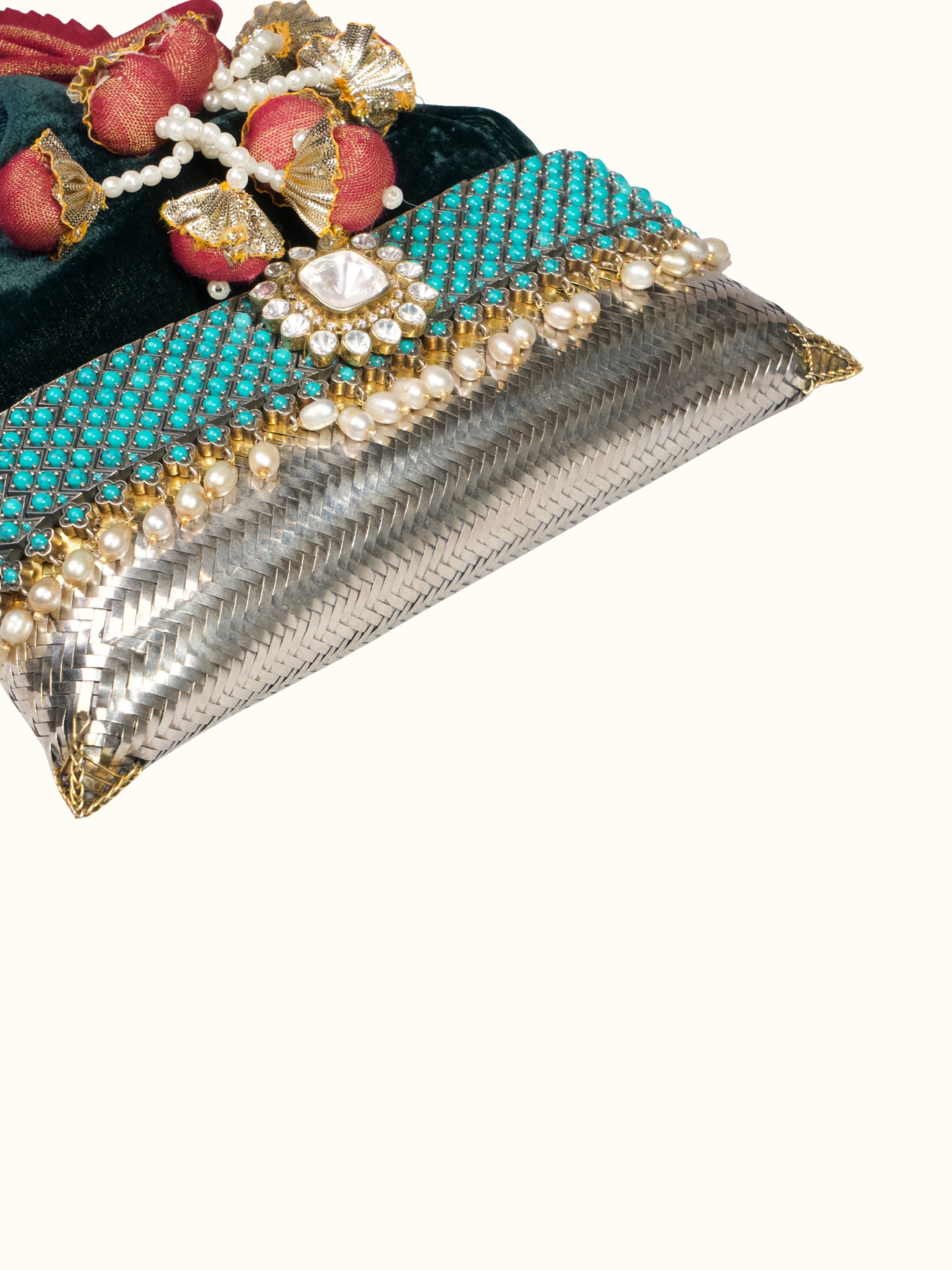 Angled view of Silver Smithing Hand Bag