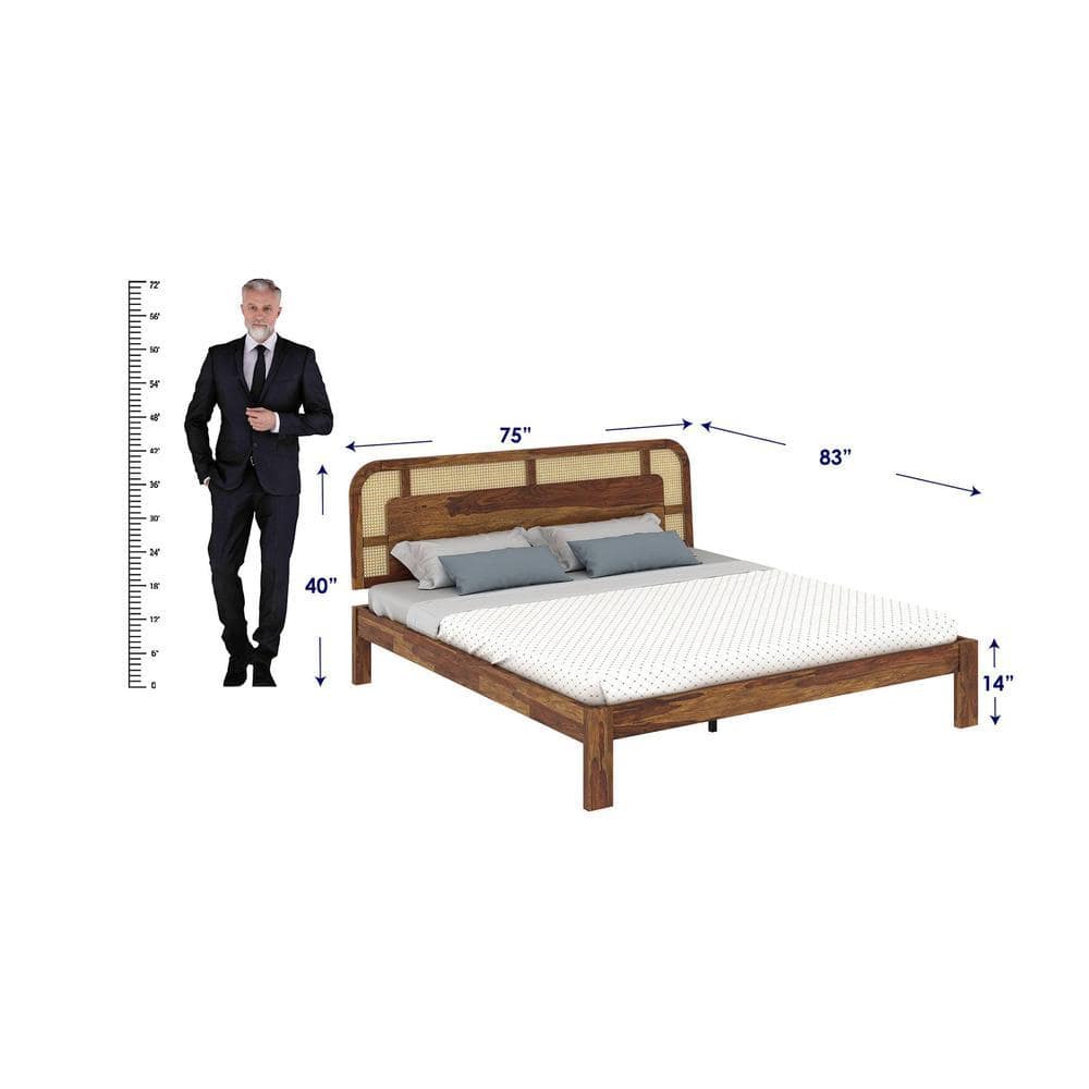 Sunburst Solid Wood King Size Non Storage Bed In Provincial Teak Finish