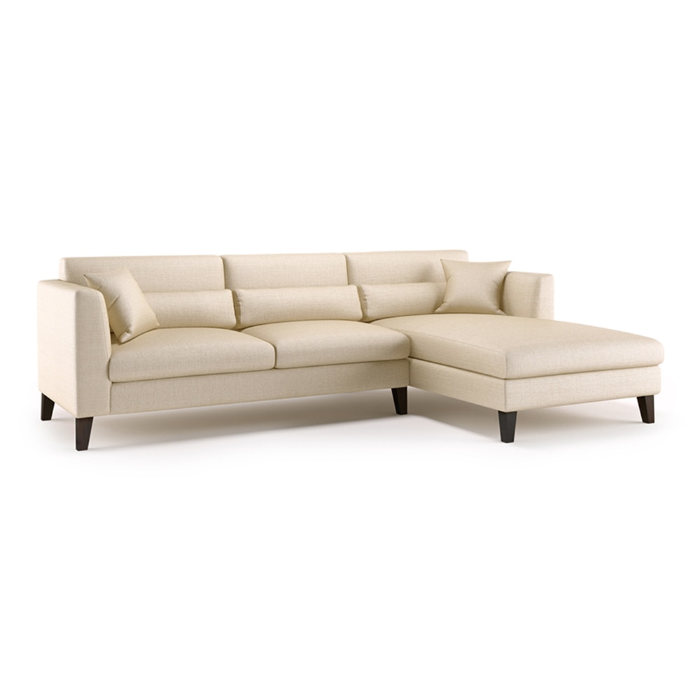 Lewis Sectional Sofa (Colour : Pearl, Cushion : Soft, Seater : Right Aligned 3 Seater + Right Aligned Chaise)