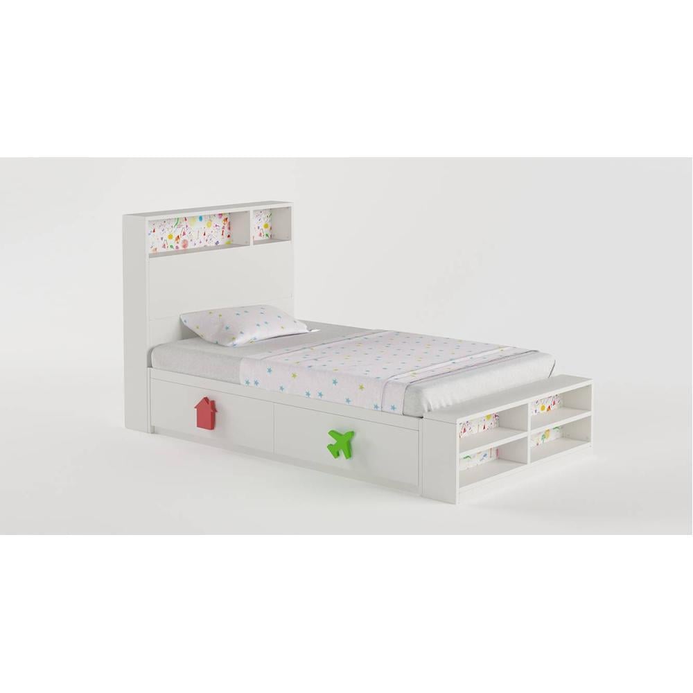 Optimus Prime Engineered Wood Box Storage Bed in Red Colour