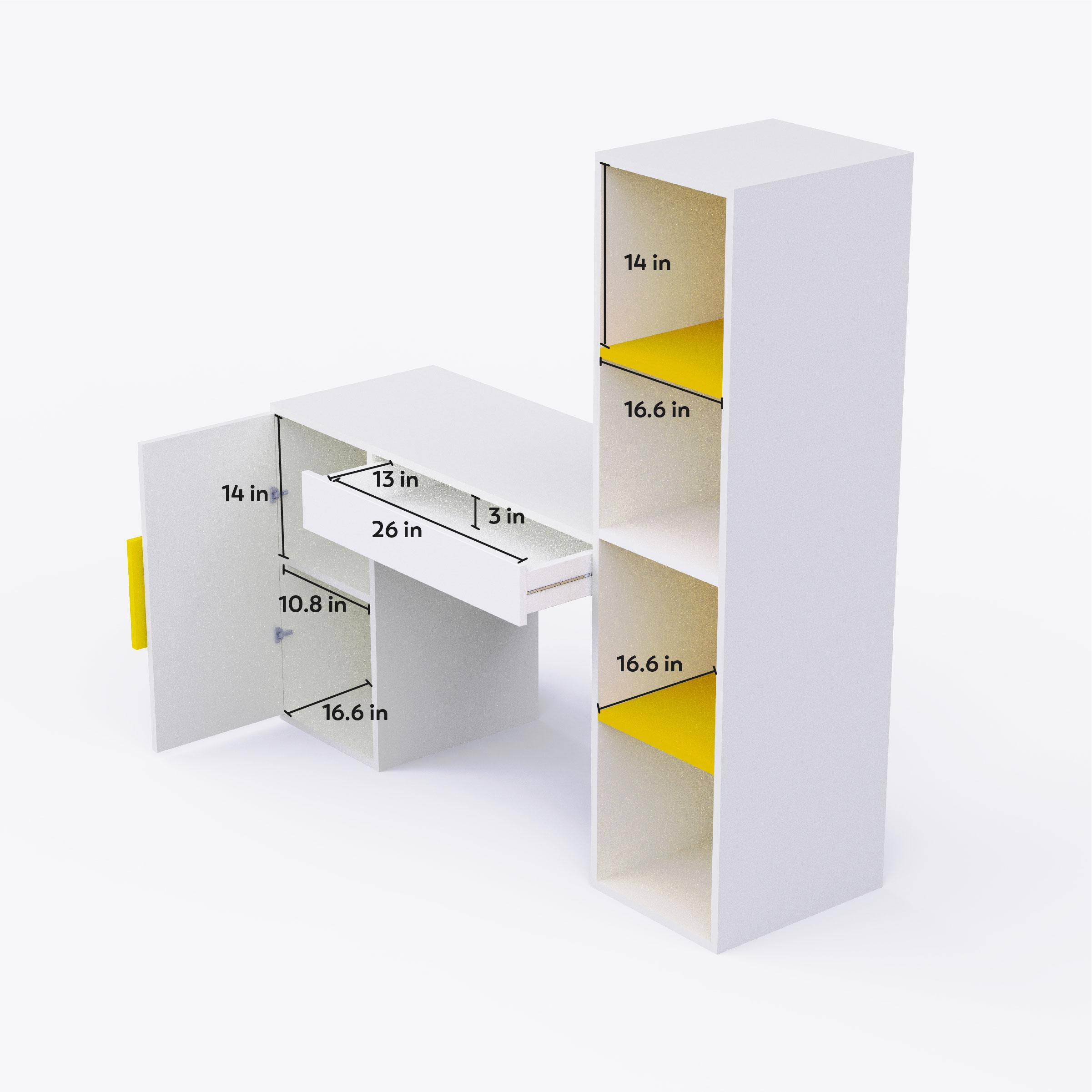 Joy Ride Study Table In Yellow & White Colour