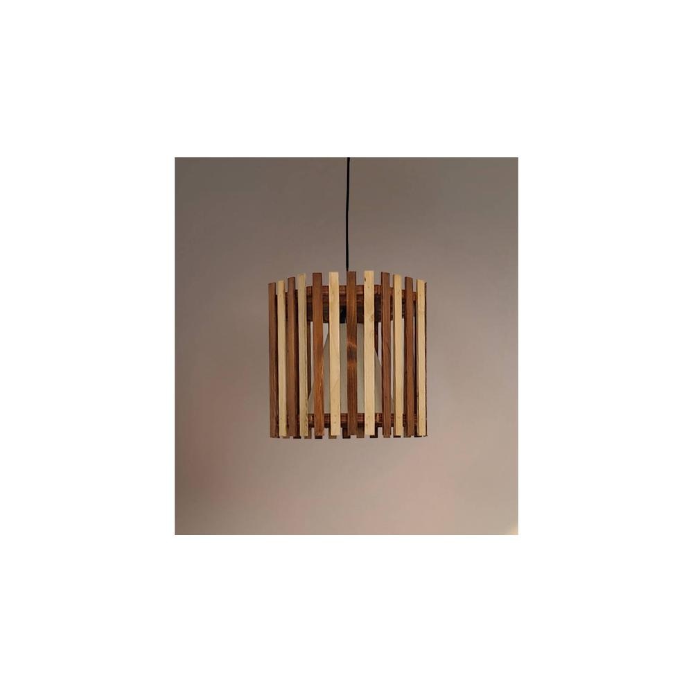 Octa Brown Solid Wood Single Hanging Light