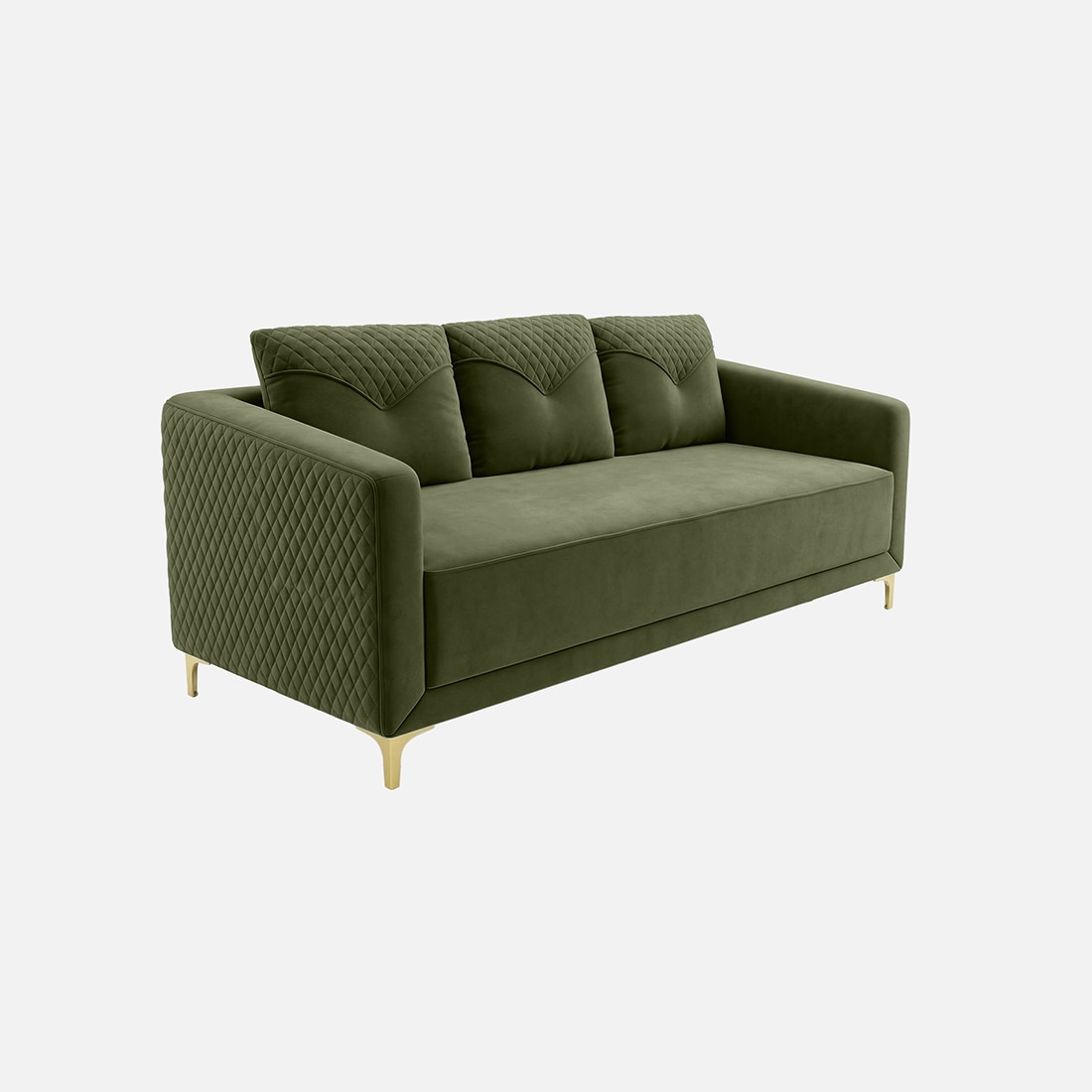 Arab Velvet 3 Seater Sofa Olive Green Color