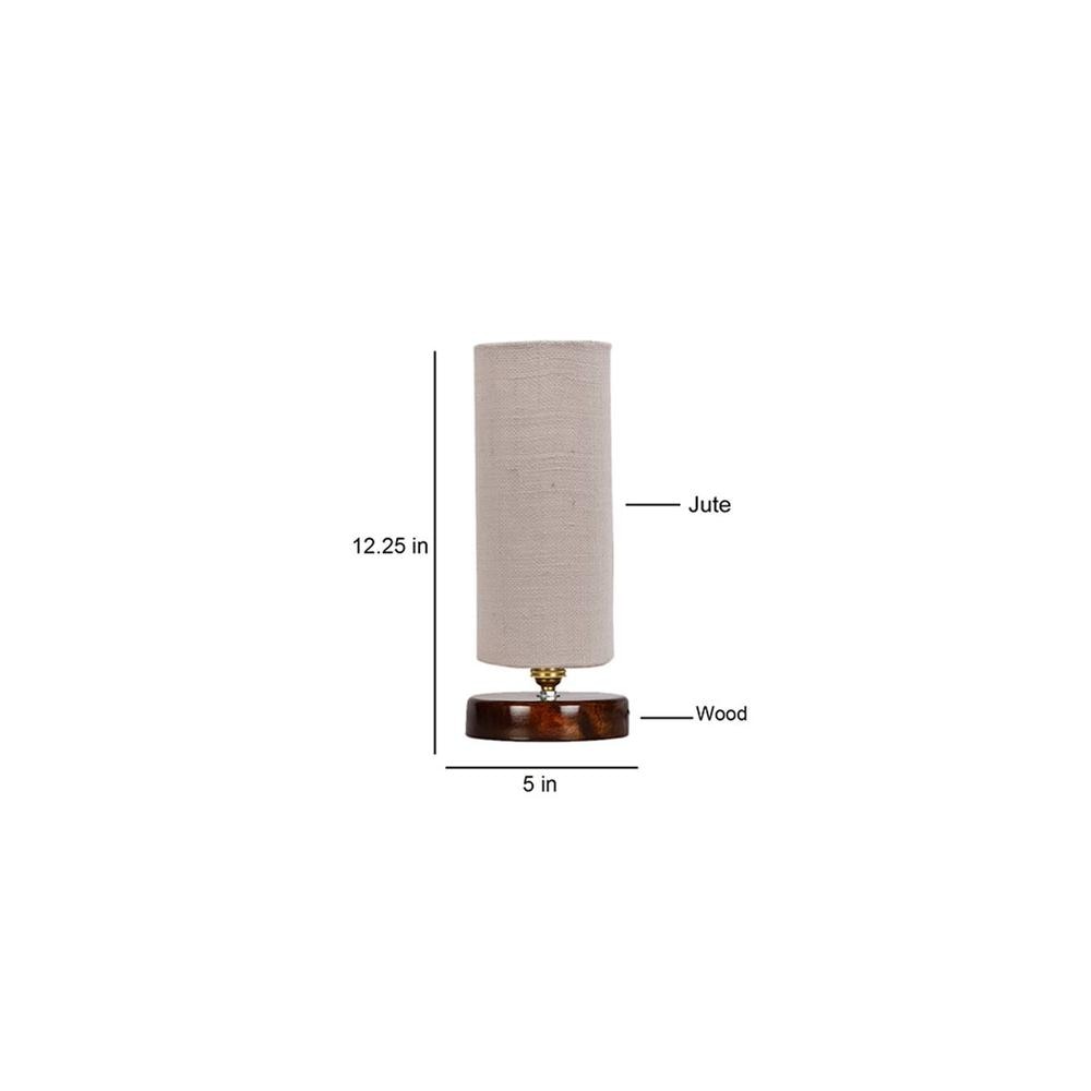 Urie White Jute table lamp with brown wood base