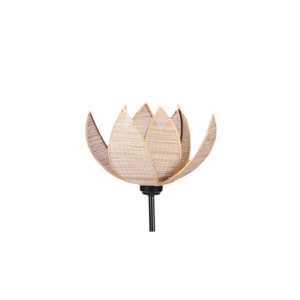 Tatum Beige Bamboo Shade With Iron Floor Lamp