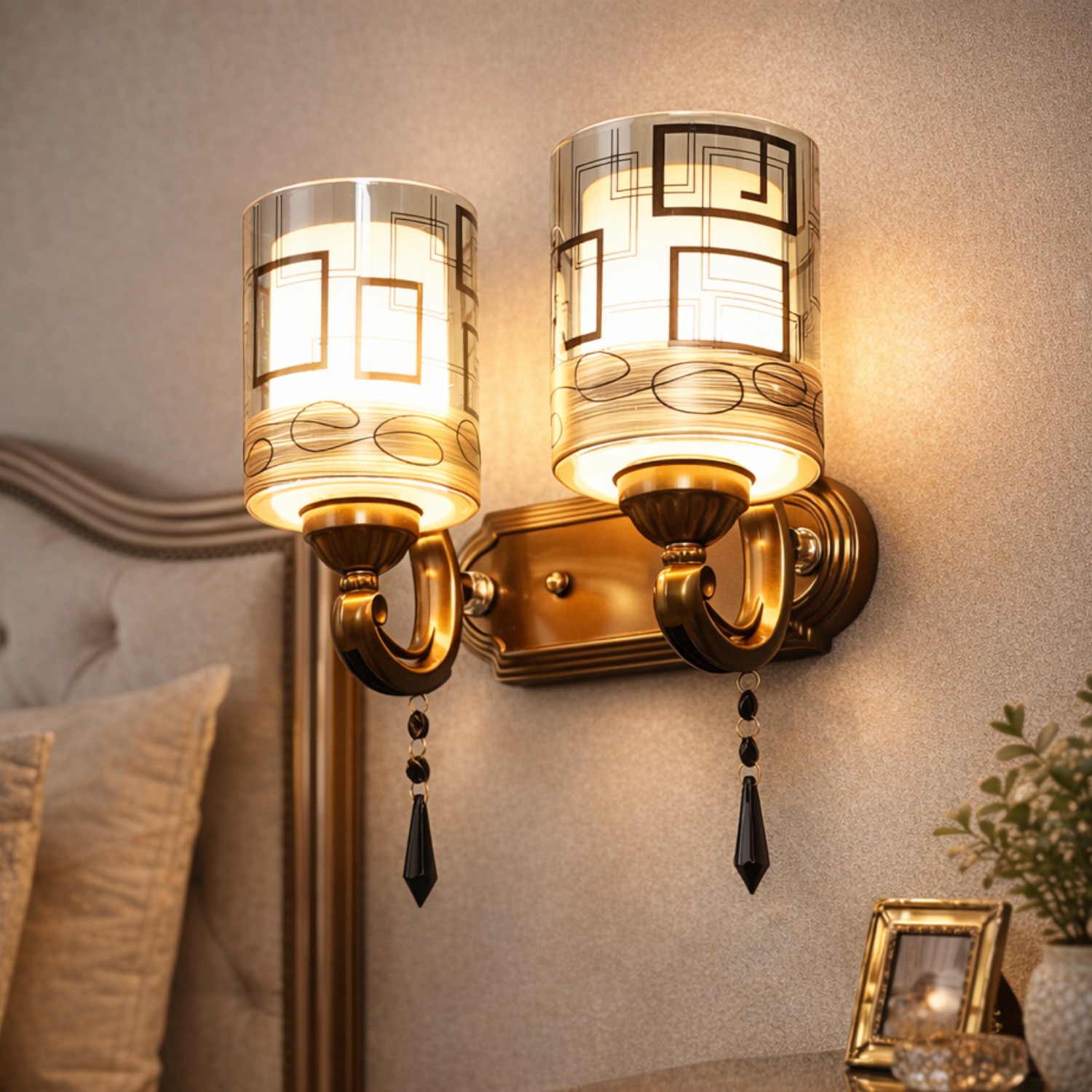 Eliante Modern Wall Lights Mild Steel & Glass Material Antique & Champaign Finish - Eliante