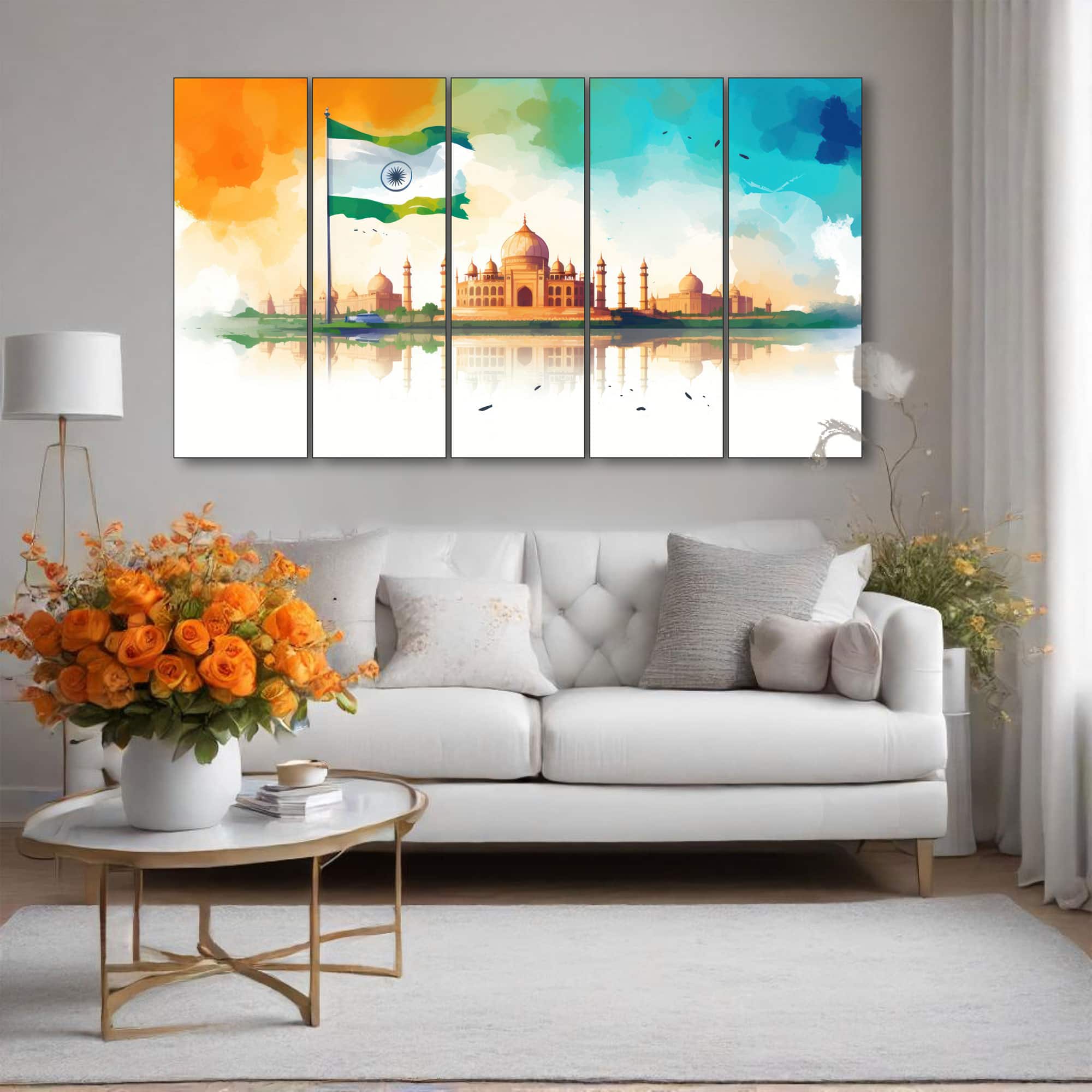 The Castle Decor India Flag Wall Painting Wooden Framed 27x48 Inch - The Castle Decor