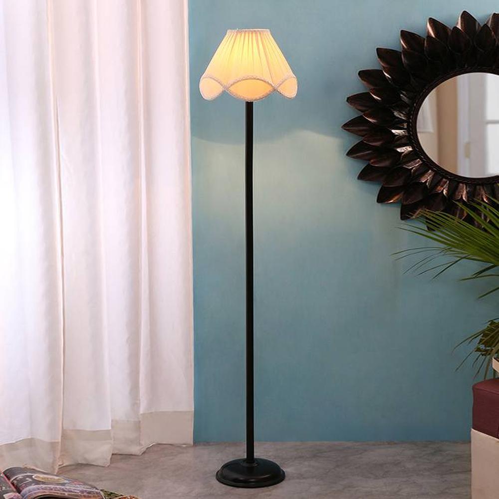 Jaime Black Cotton Shade Floor Lamp