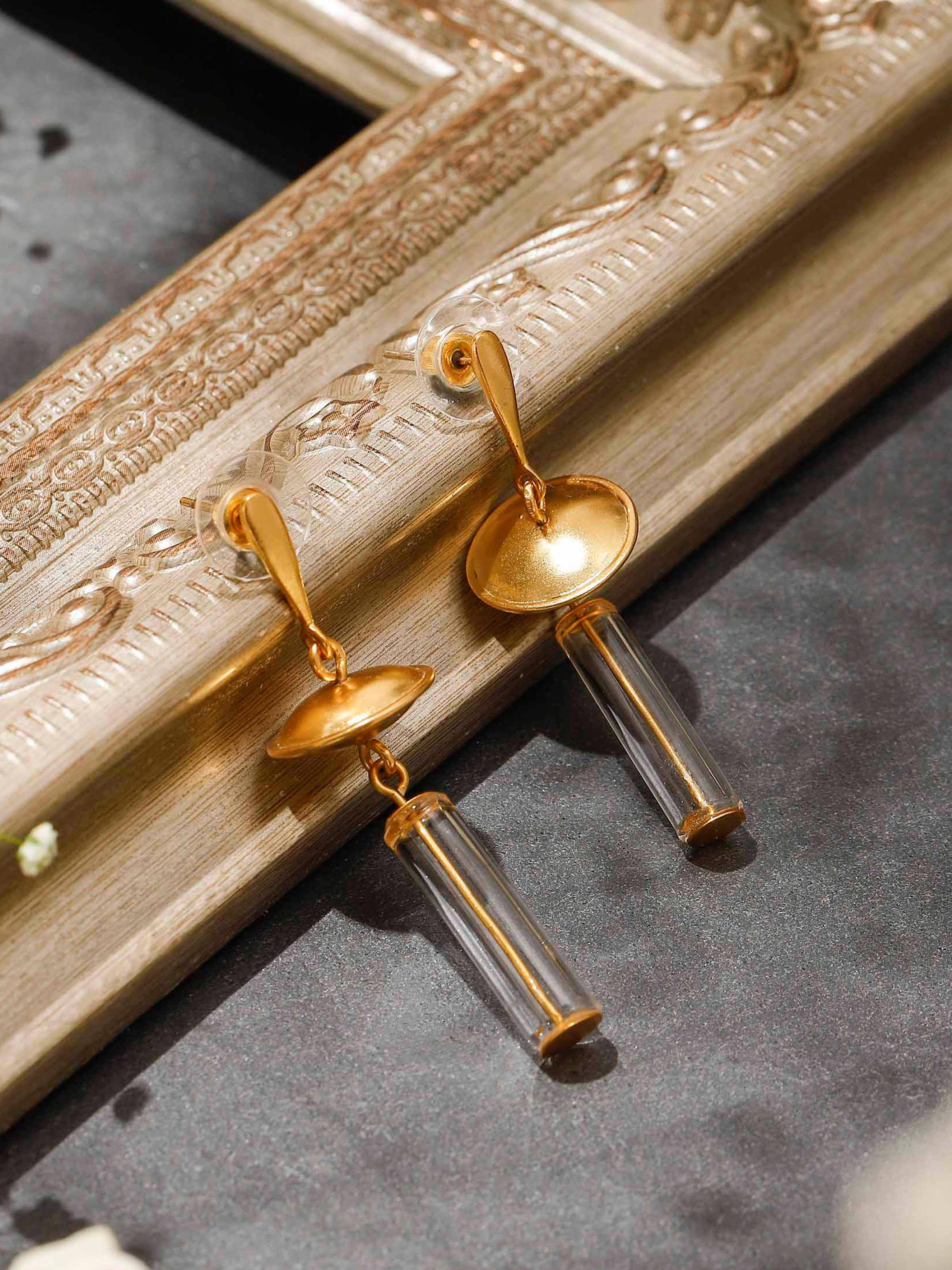 Silver Flame Glass Drop Earrings