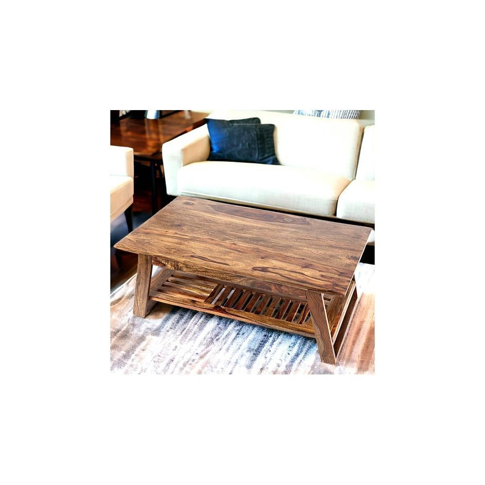 Alison Sheesham Wood Coffee Table In Teak Finish