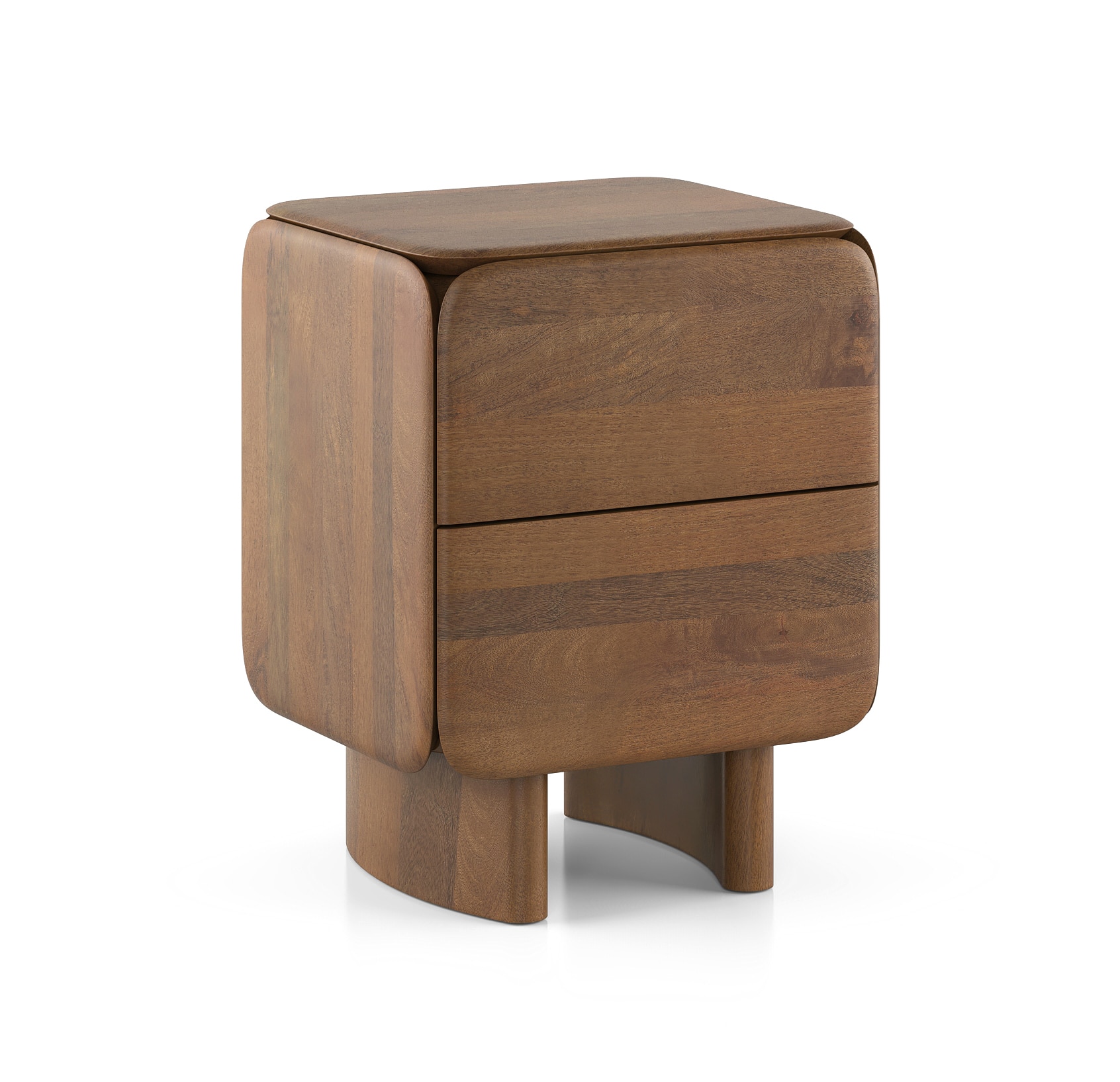 Olen Solid Wood Bedside Table In Amber Walnut Finish