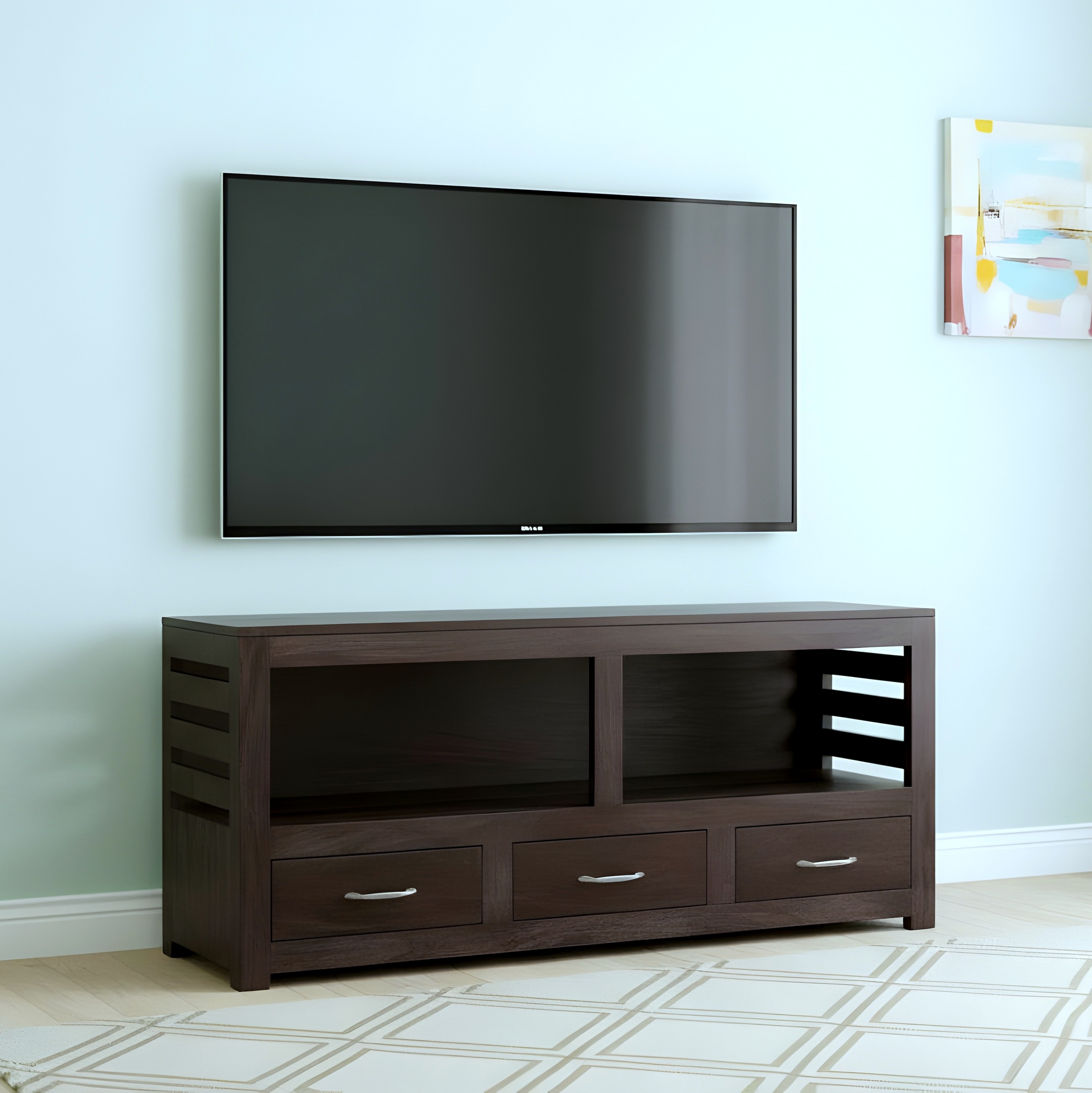 Allen Sheesham Wood Console Table in Mahogany Finish - Ikiriya