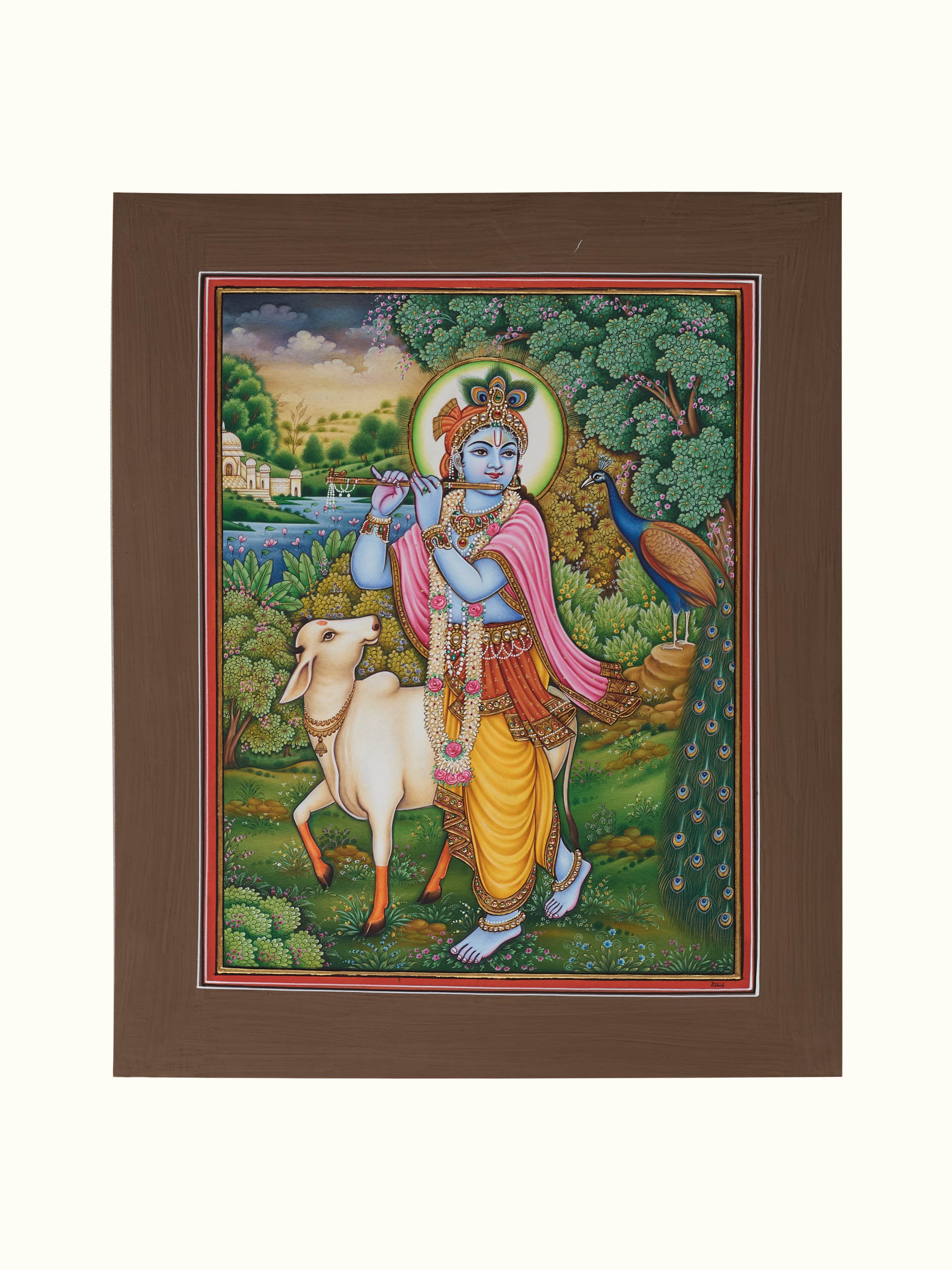 Krishna Miniature Real Gold Painting