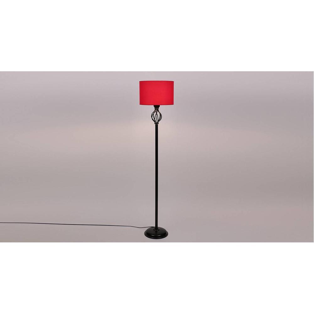 Asher Black Cotton Shade Floor Lamp