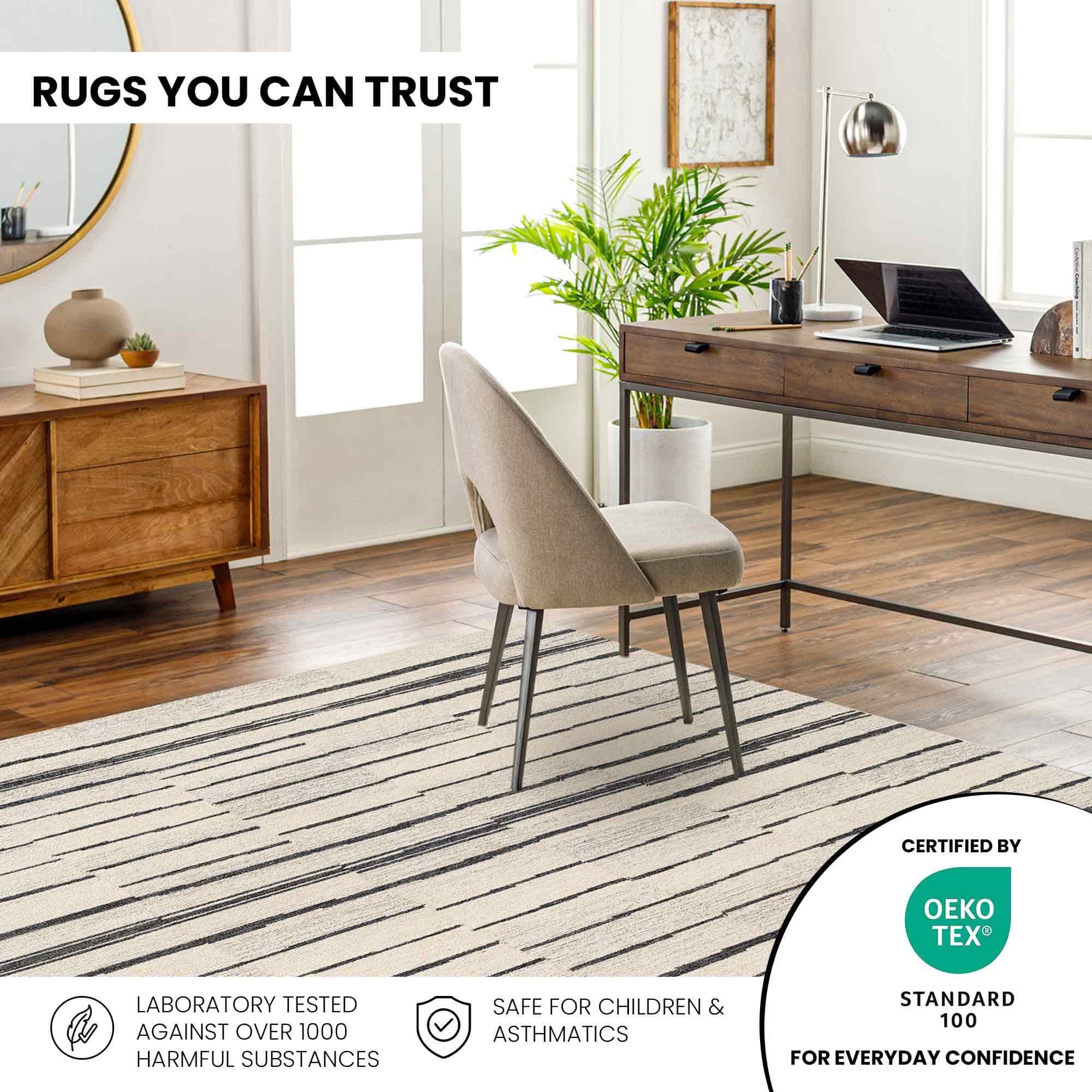 Granada Beige & Black Wool Rug