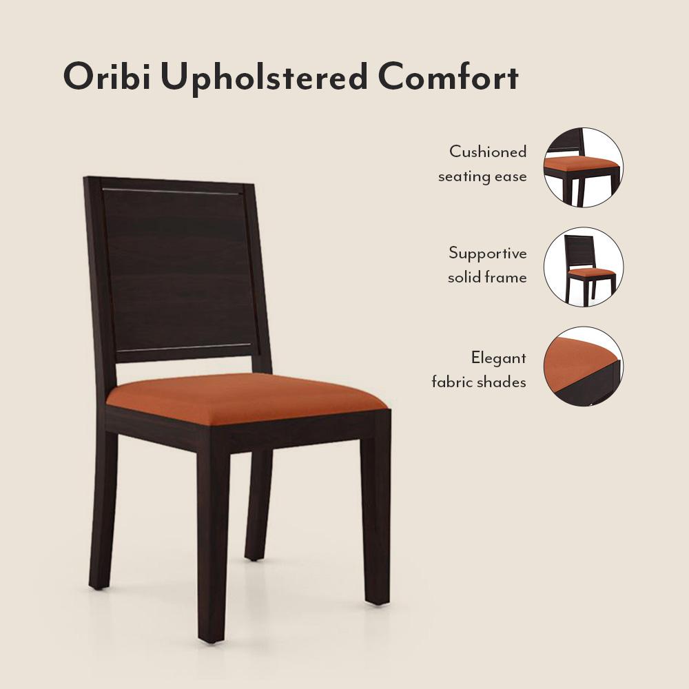 Arabia - Oribi 4 Seater Storage Dining Table Set (Colour- Burnt Orange , Finish- Mahogany)