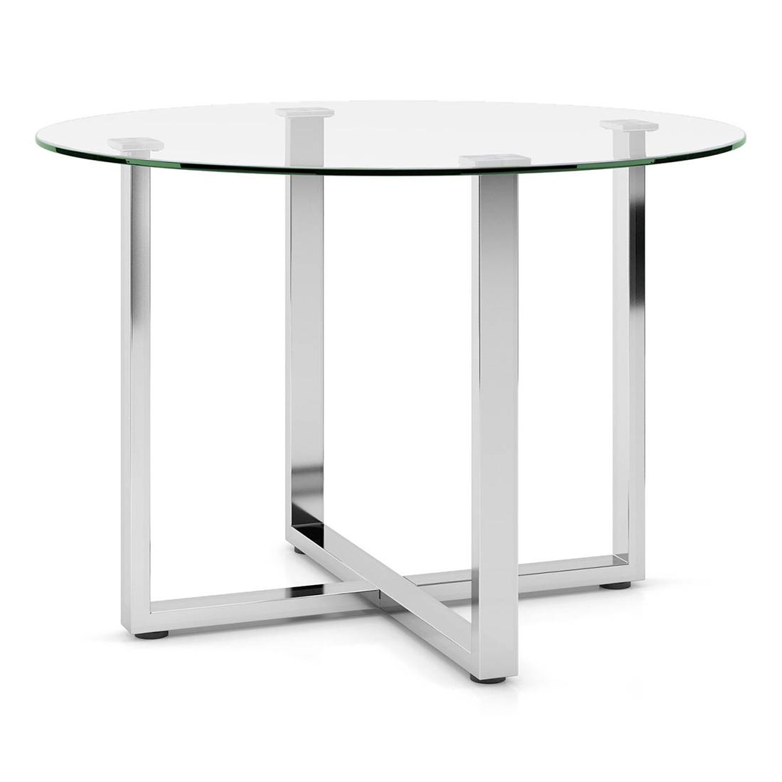 Sanchez 4 Seater Round Table With Set Of 4 Ingrid Dining Chairs (Finish- White)