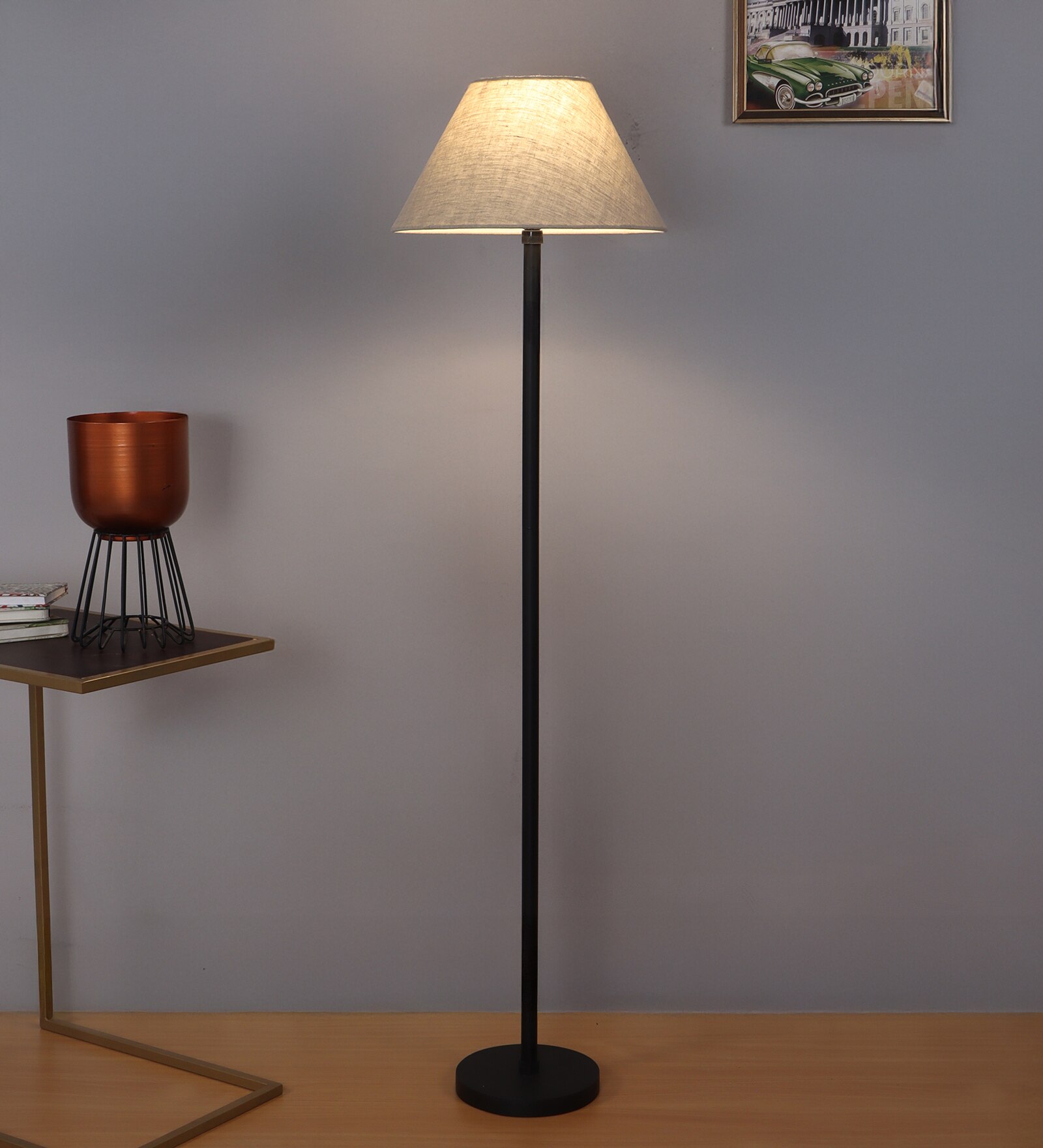 47" Jute Floor Lamp in Beige Shade