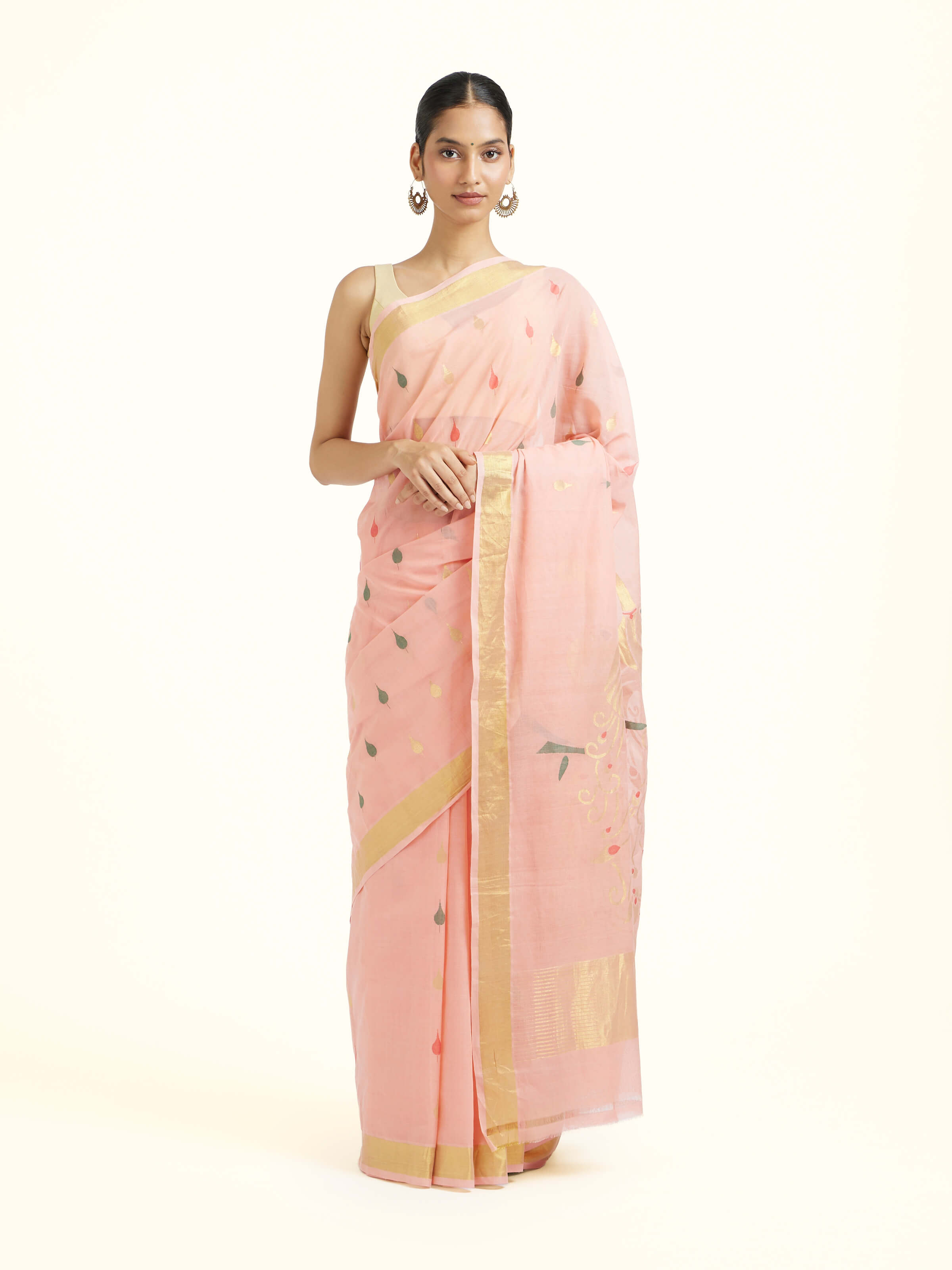Beige Cotton Venkatagiri Saree