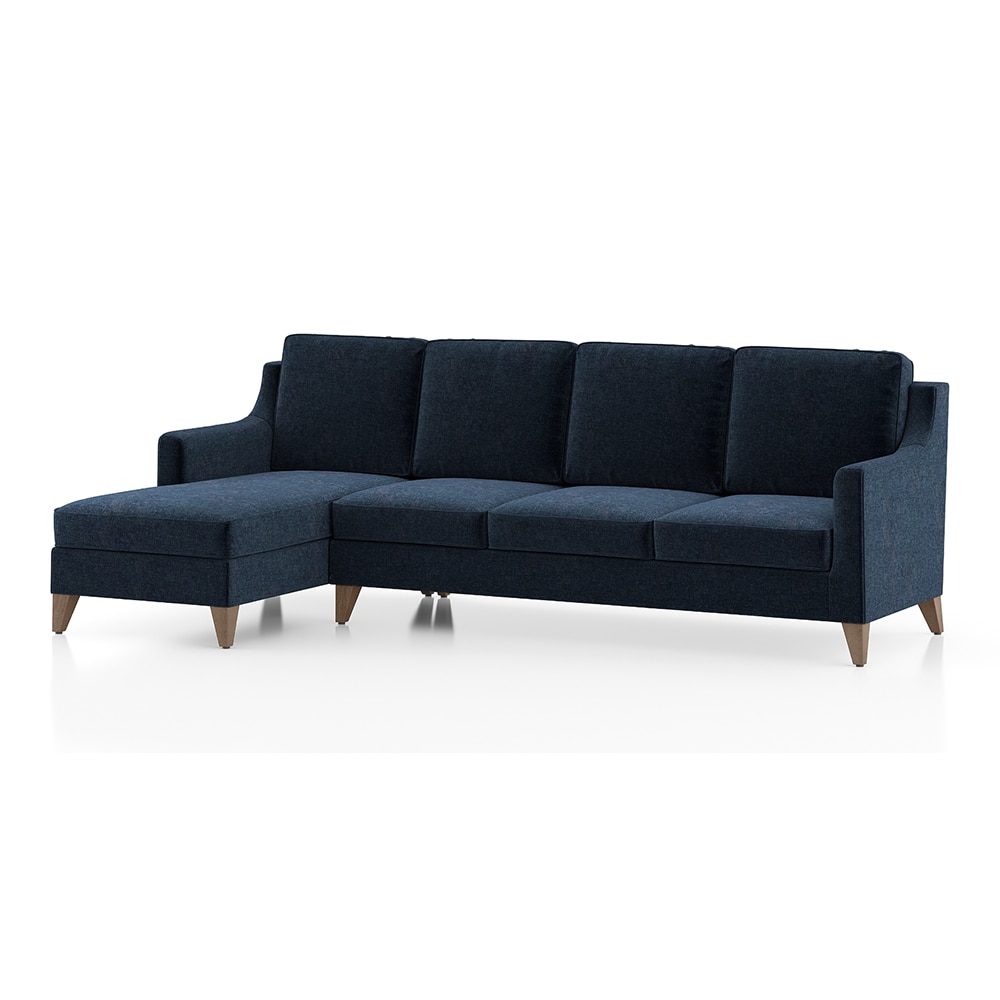 Abbey Sectional Sofa (Colour : Cobalt, Cushion : Soft, Seater : Left Aligned 3 Seater + Left Aligned Chaise)