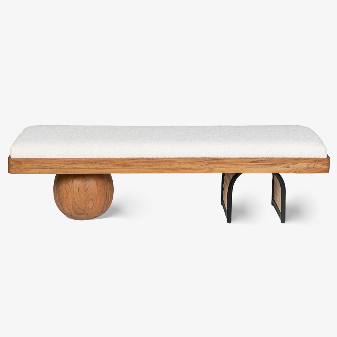 Andaman Avis Solid Wood Bench in Off White Colour