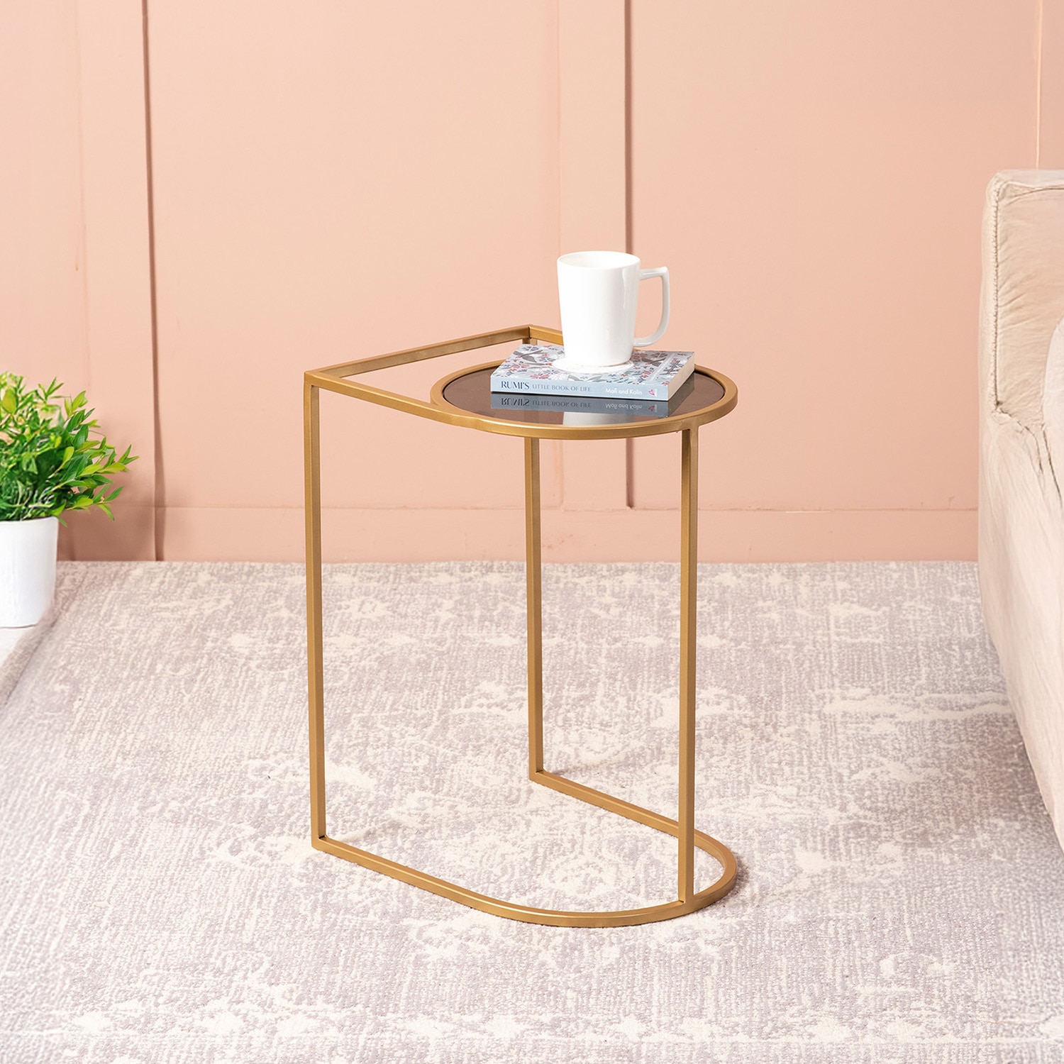 Contemporary Metallic Magazine End Table in Gold Color - Nestroots