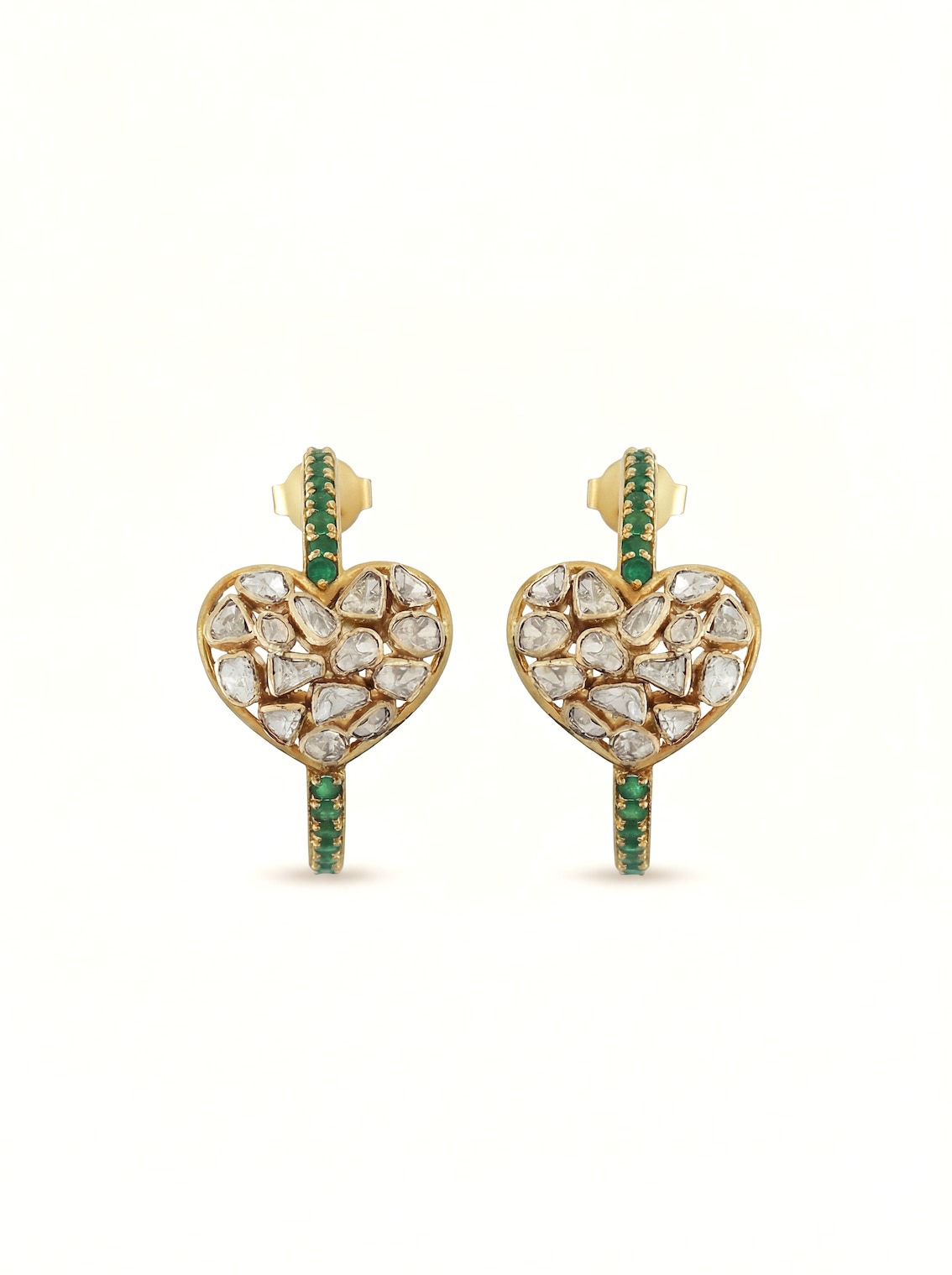 Dank Polki 14 Karat Gold Studs