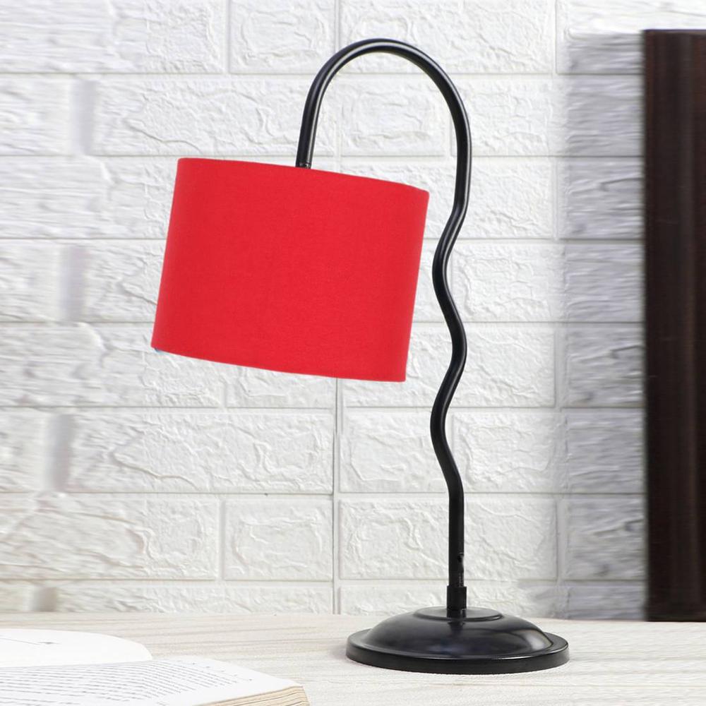 Red cotton Zig Zag Curvy table lamp with Iron Base (SP25)