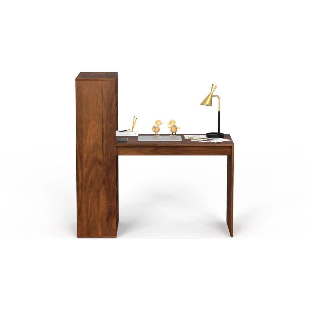 Radisso Engineered Wood Study and Computer Laptop Table for Home or Office, WFH Desk, with Storage Shelves for Books and Décor Display for Adults Kids Students (Brown Maple)