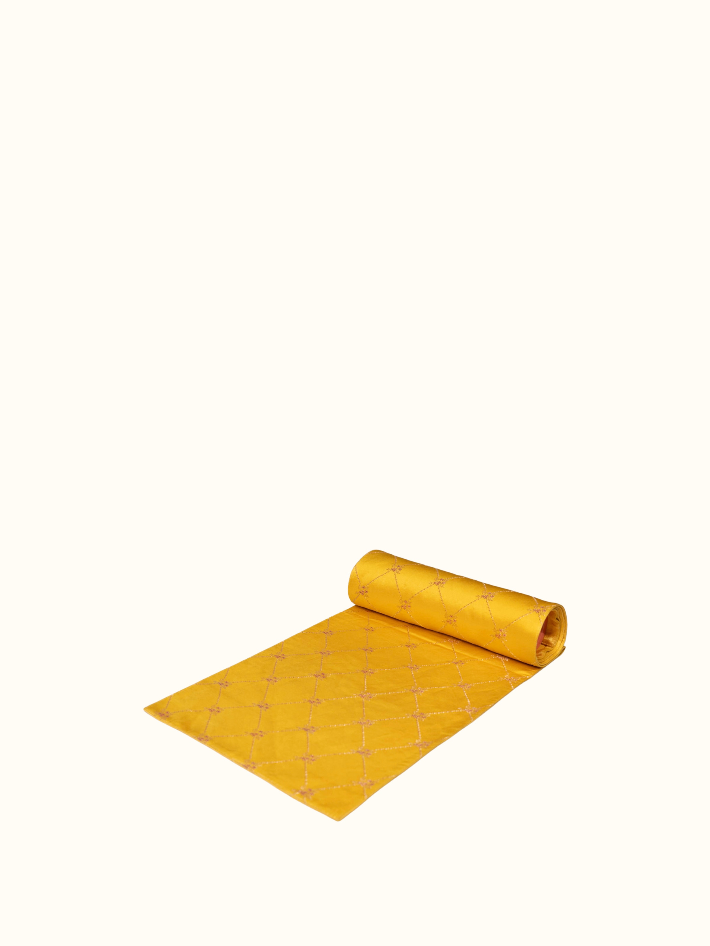 Saumya Yellow Silk Banarasi Brocade Handloom Table Runner