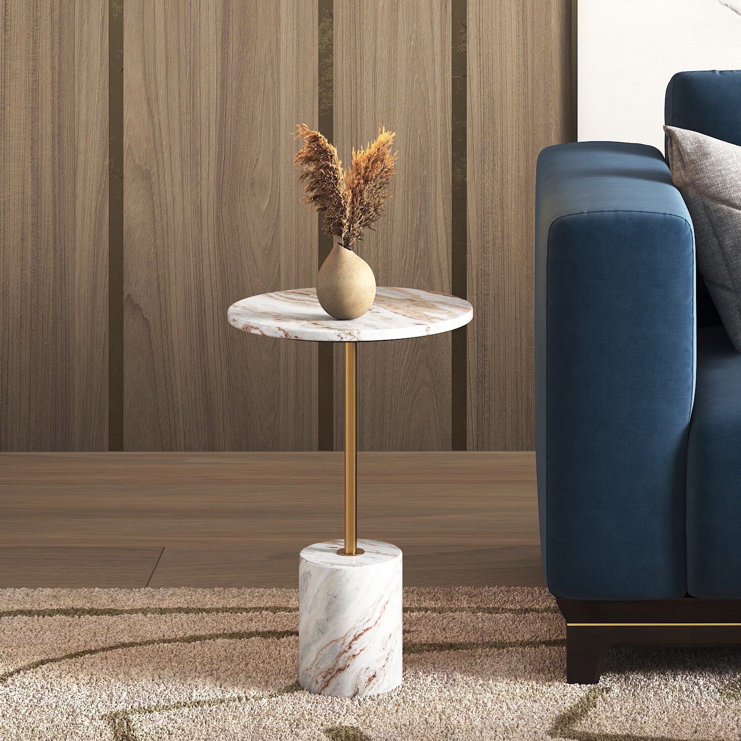 Ciro Toronto Side Table in Gold Finish