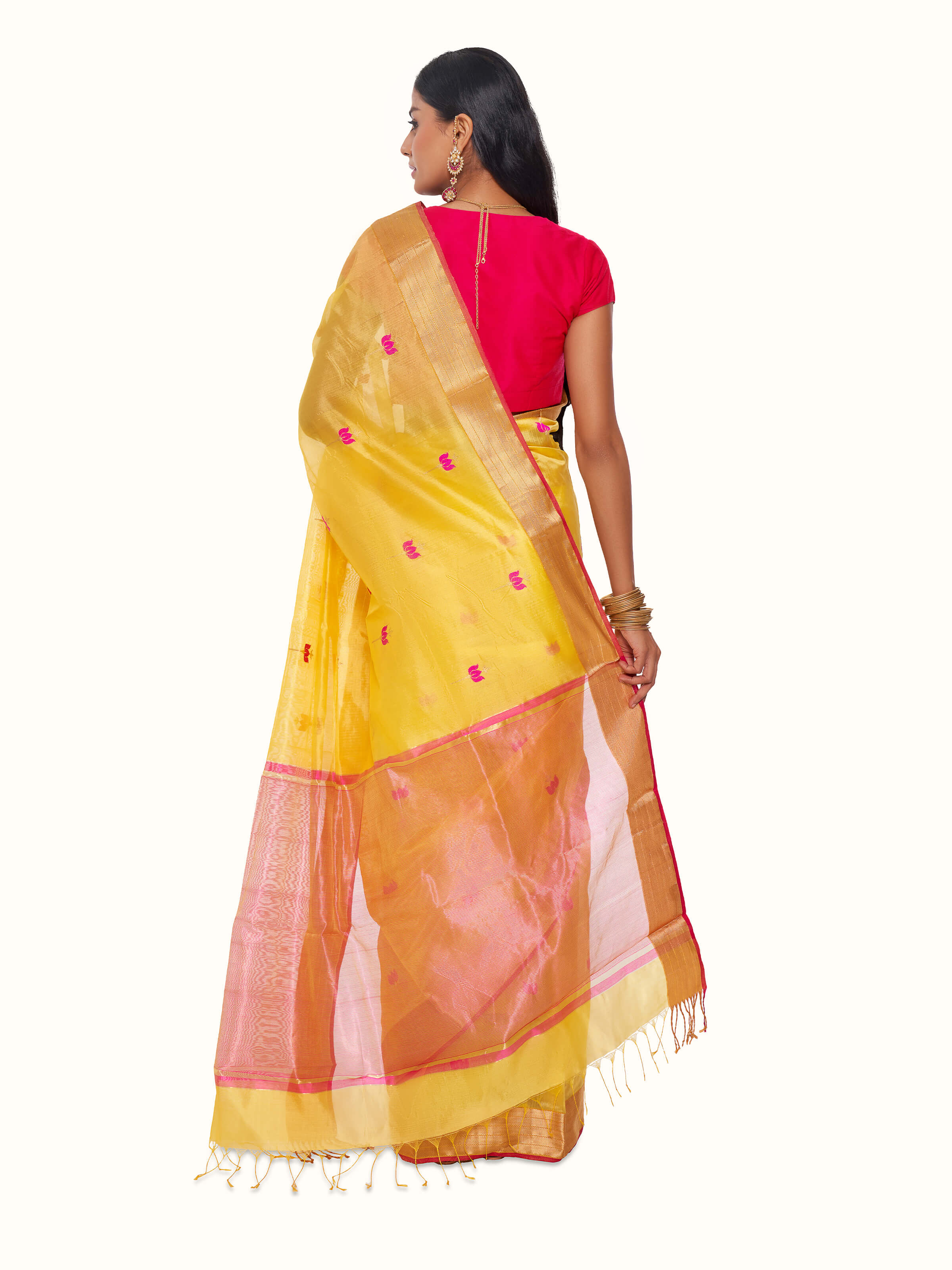 Black Gossamer & Cotton Silk Chanderi Saree