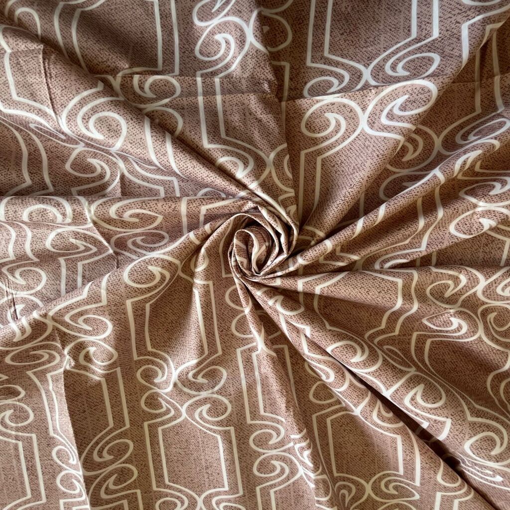 Peach Abstract 400 TC Cotton Flat Queen Size Bedsheet With 2 Pillow Covers  Threads